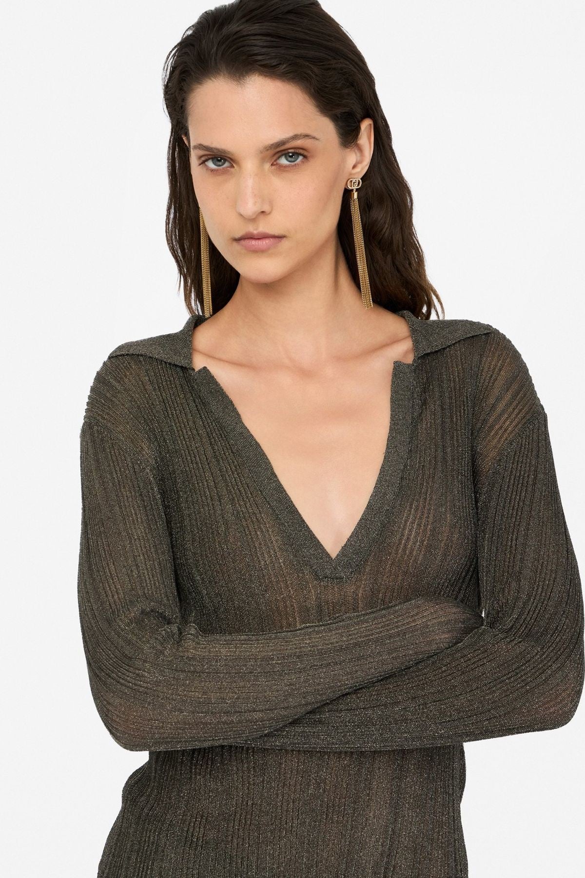 Liu Jo Lurex Polo Yaka Triko