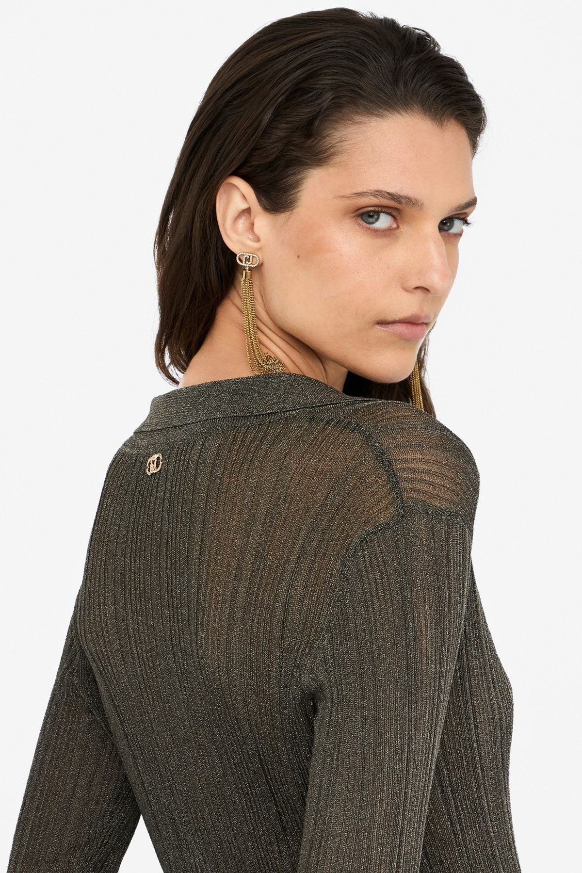 Liu Jo Lurex Polo Yaka Triko