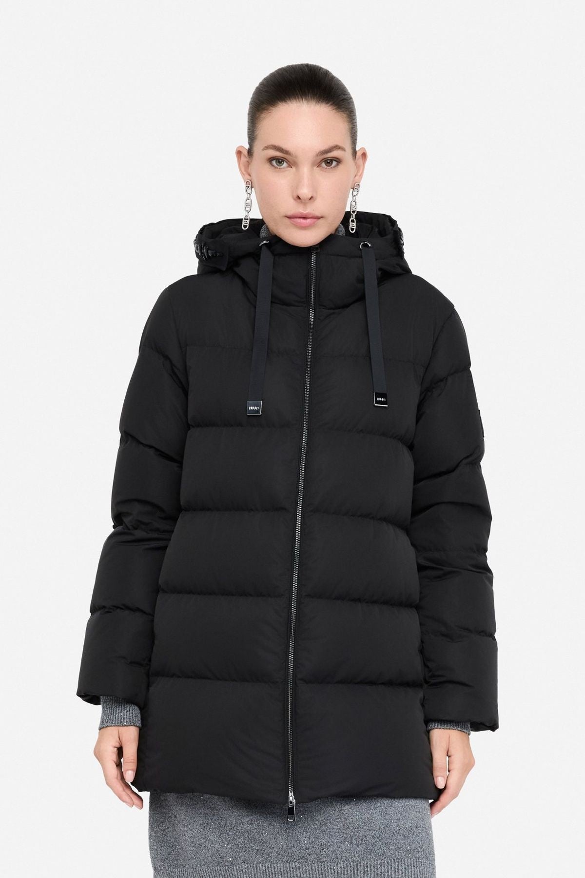 Liu Jo Kapüşonu Taş İşlemeli Kaz Tüyü Mont