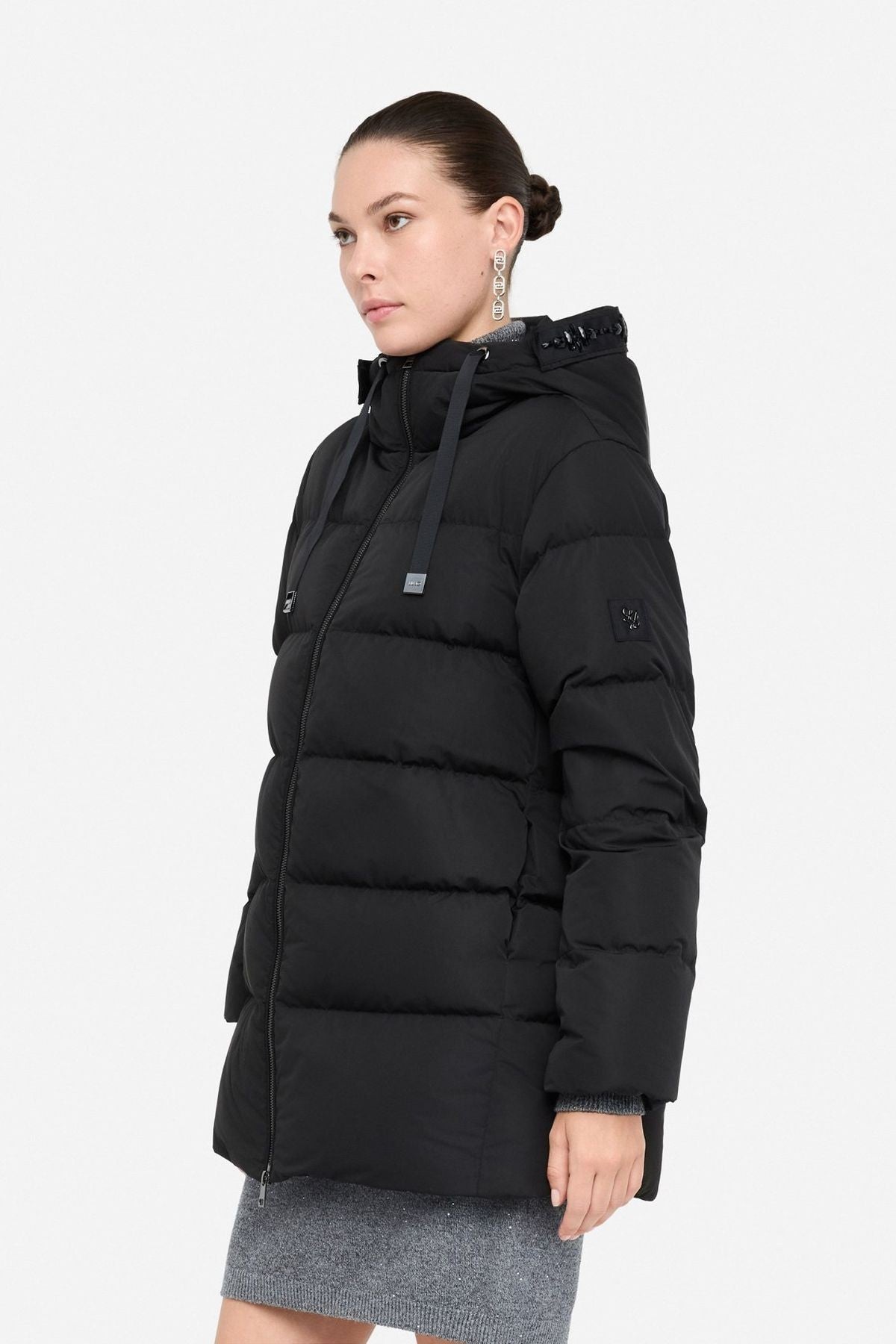 Liu Jo Kapüşonu Taş İşlemeli Kaz Tüyü Mont