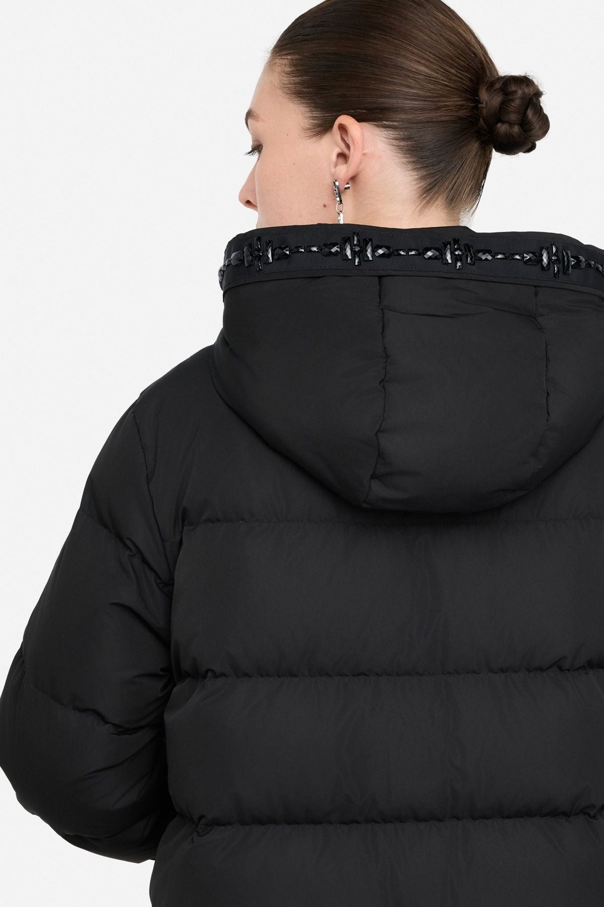 Liu Jo Kapüşonu Taş İşlemeli Kaz Tüyü Mont