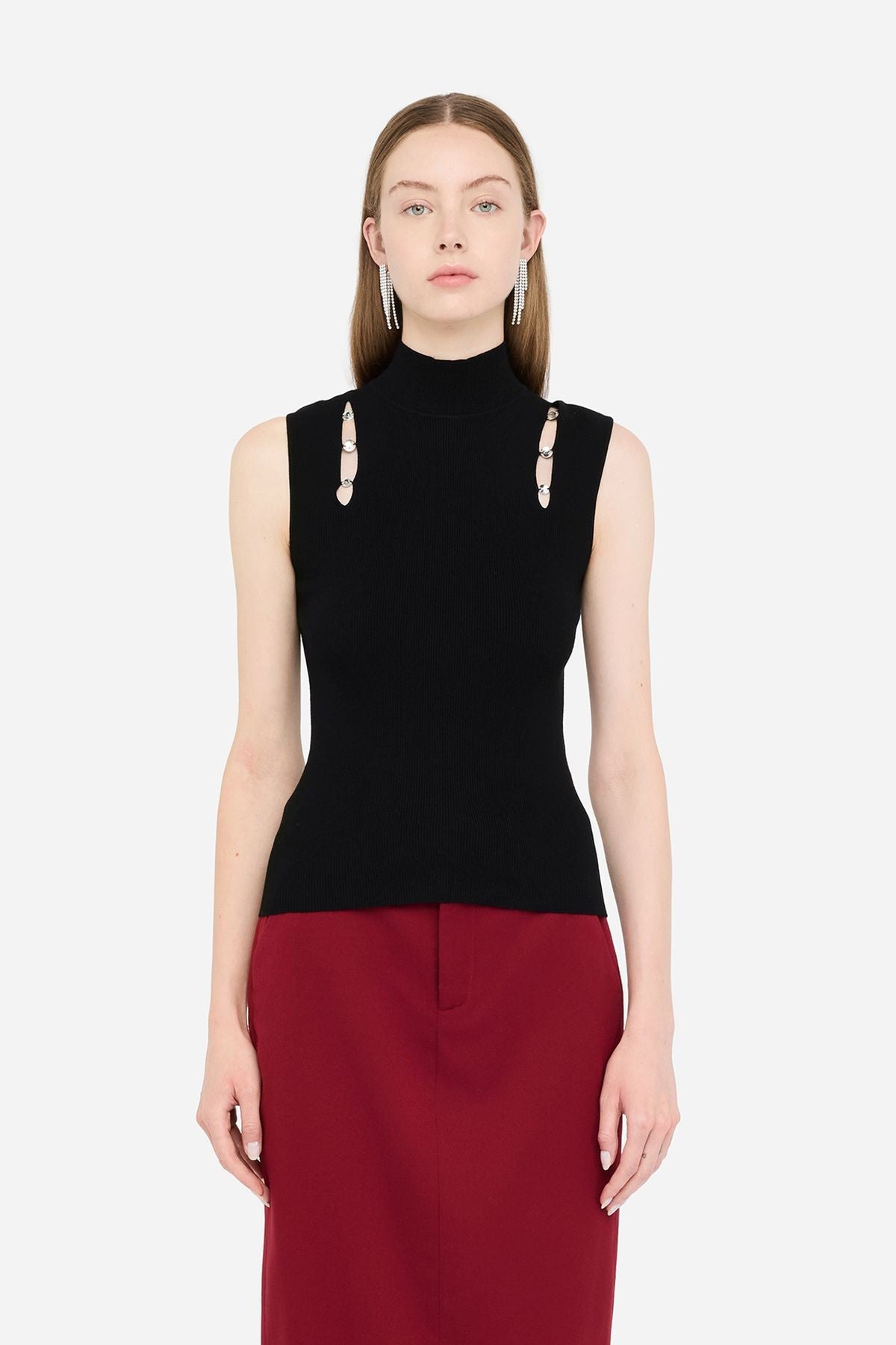 Liu Jo Omuzu Taşlı Dik Yaka Kolsuz Triko