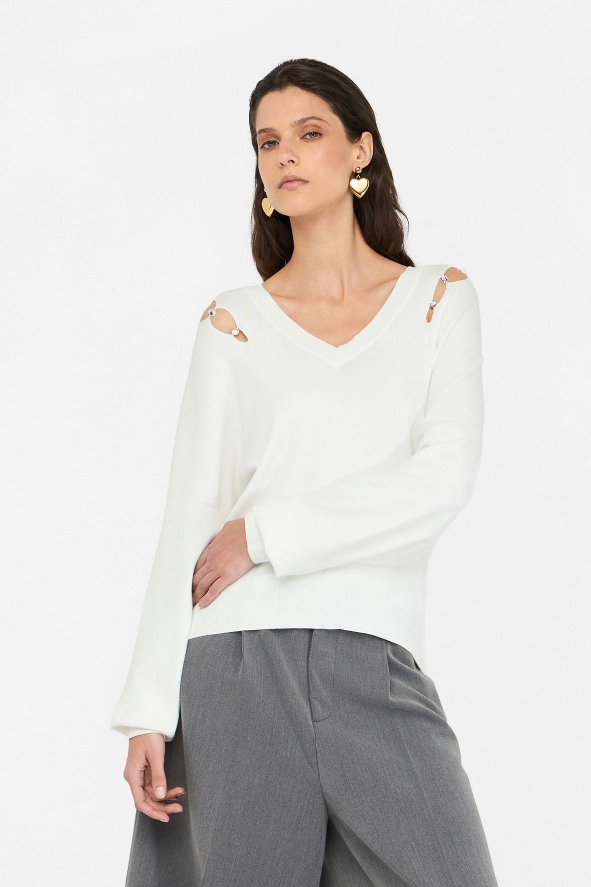 Liu Jo Omuzu Taşlı V Yaka Triko