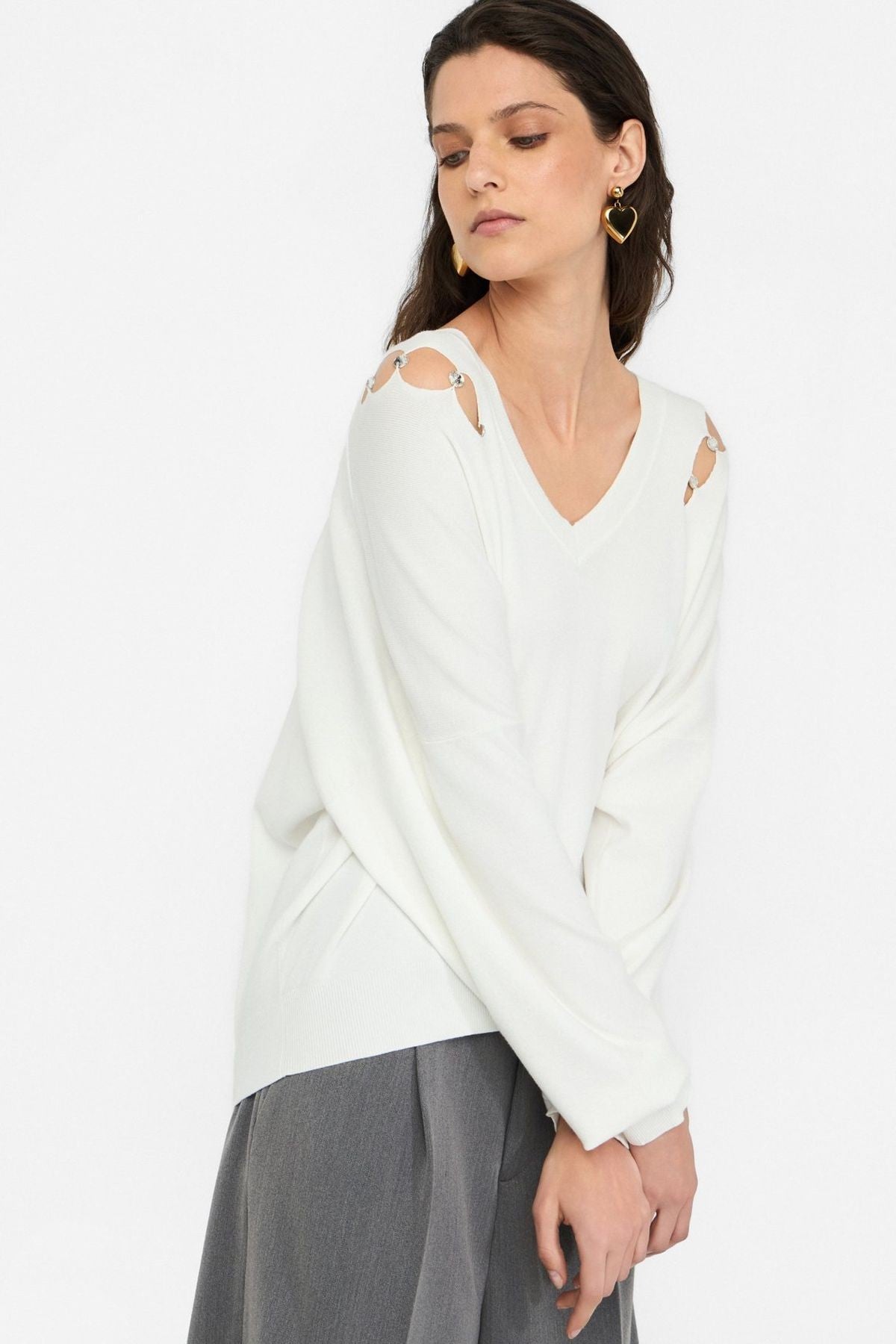 Liu Jo Omuzu Taşlı V Yaka Triko