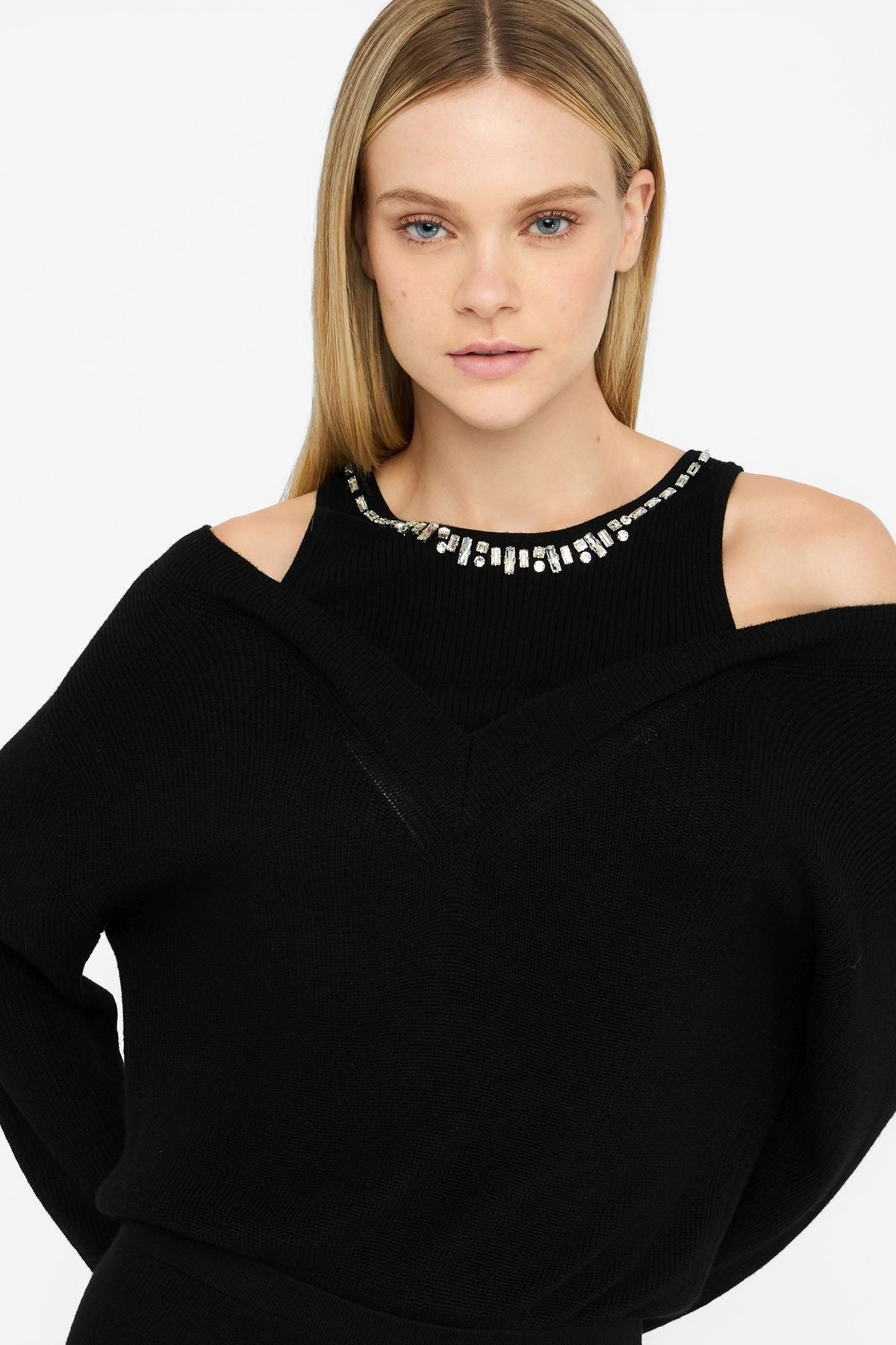 Liu Jo Yakası Taşlı Triko Elbise