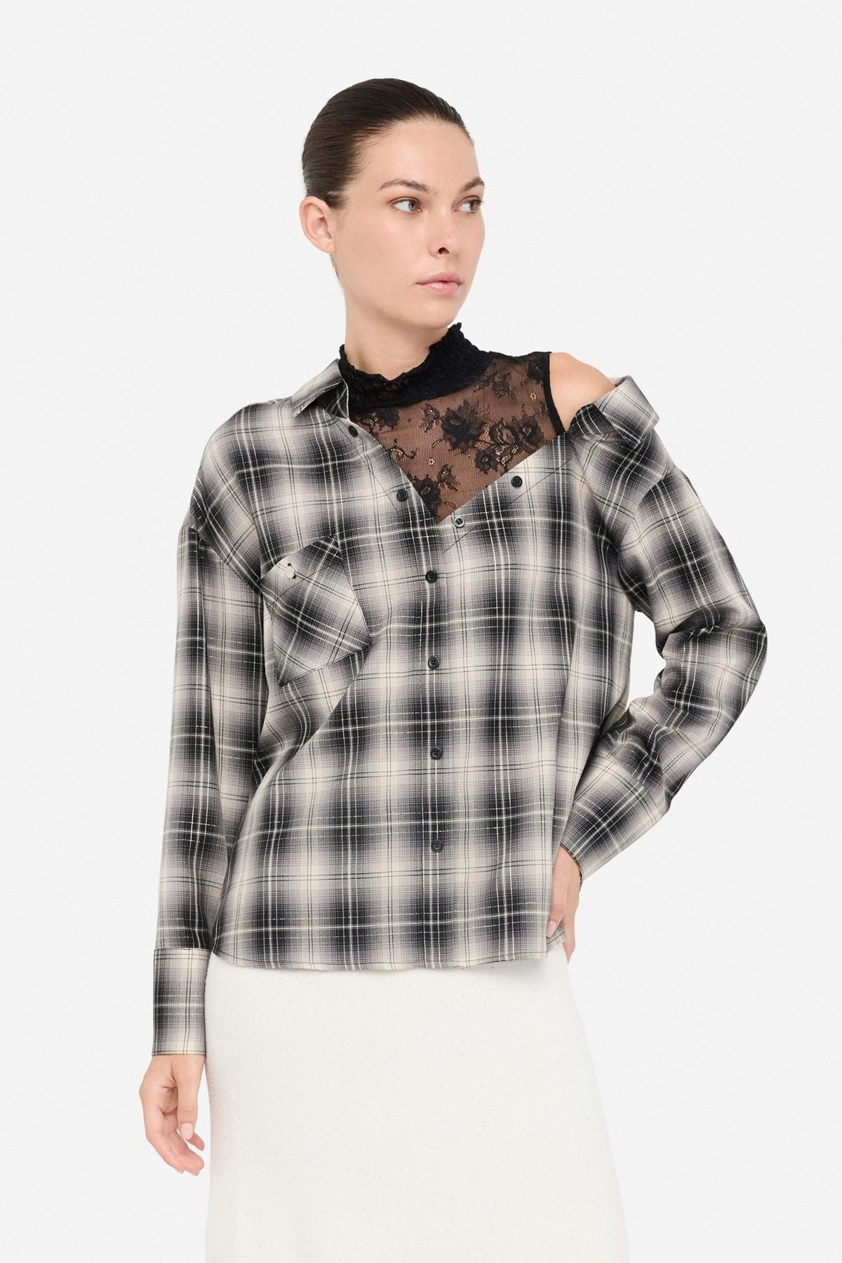 Liu Jo Dantel Detaylı Kareli Gömlek
