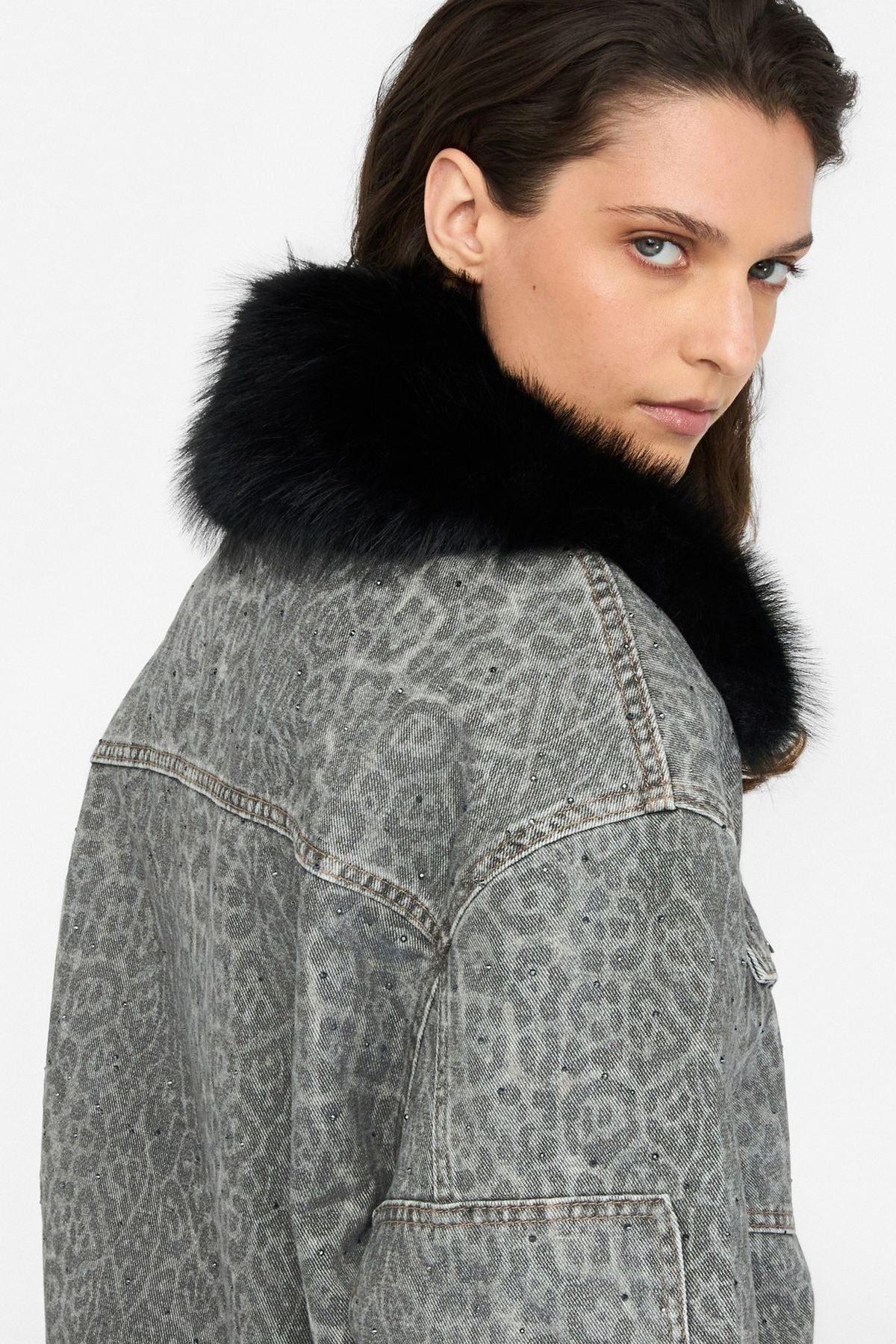 Liu Jo Leopar Desenli Jean Kapitone Ceket