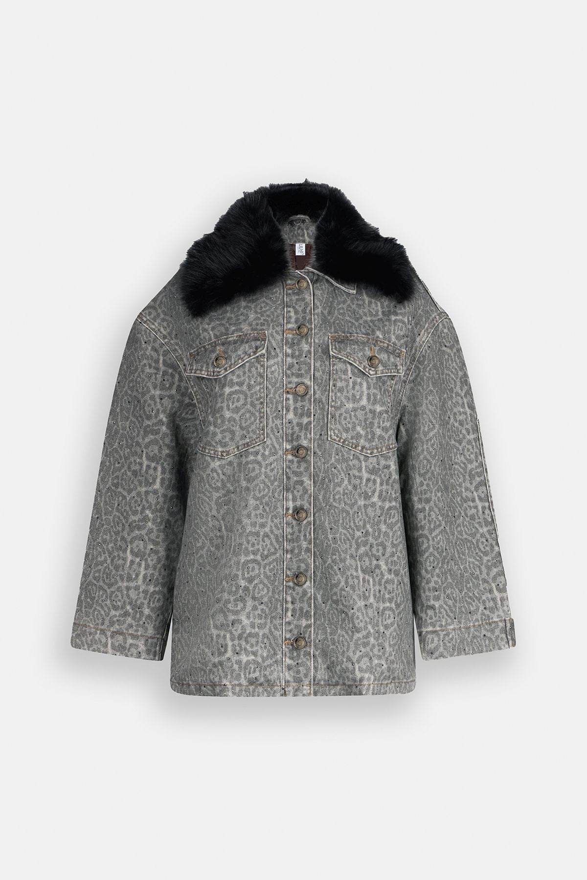 Liu Jo Leopar Desenli Jean Kapitone Ceket