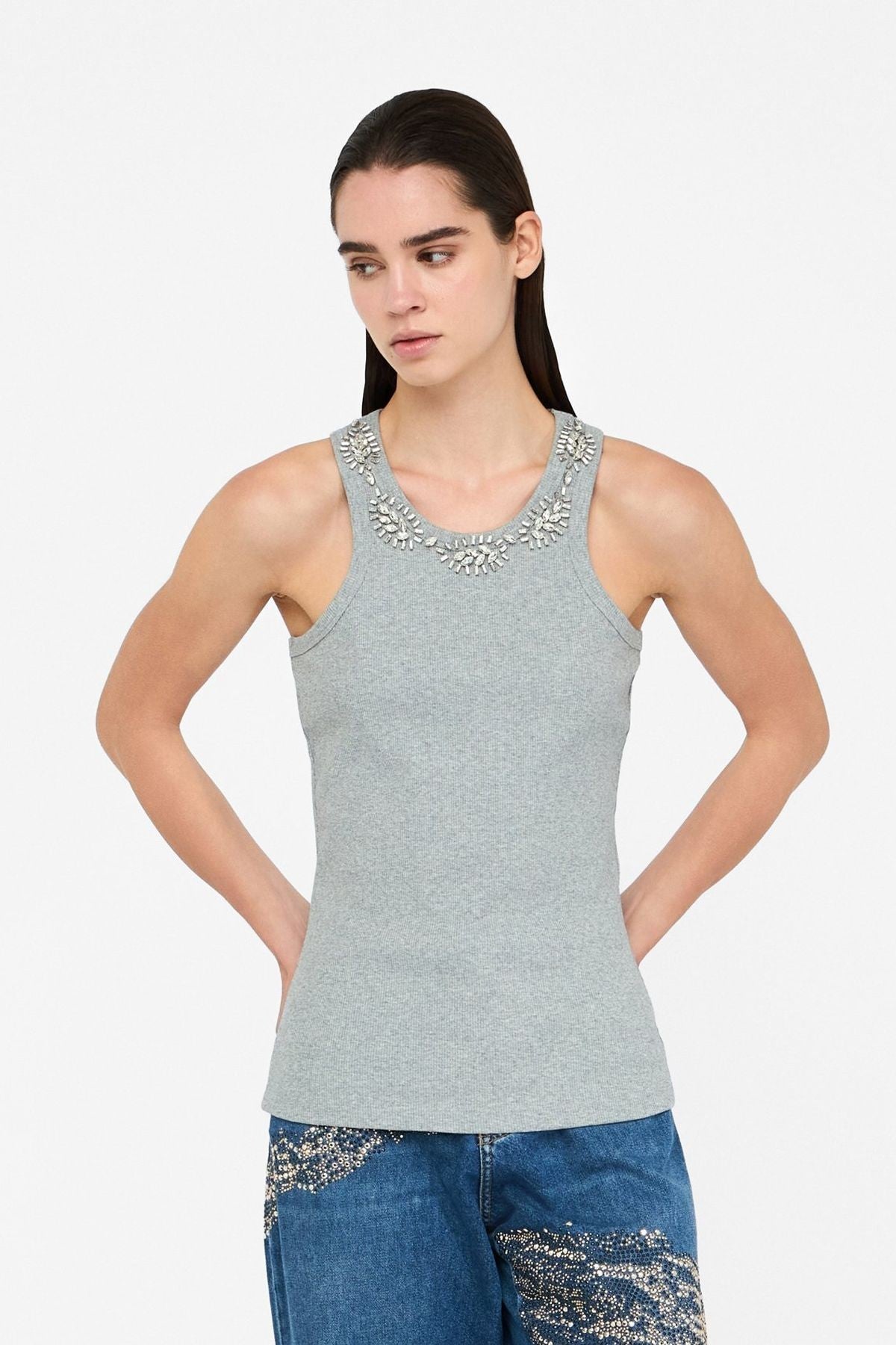 Liu Jo Yakası Taş Aplikeli Atlet