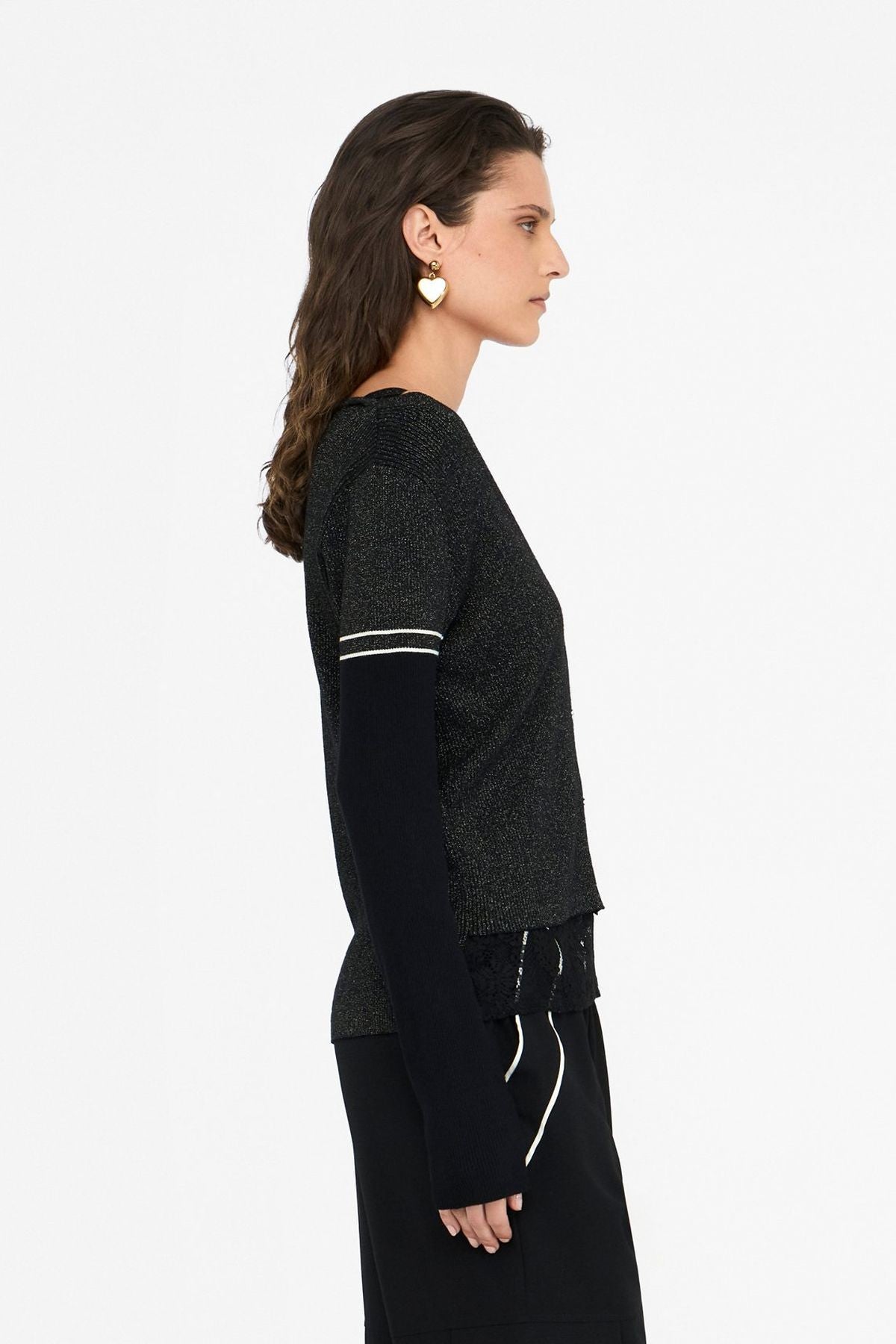 Liu Jo İçi Dantel Atletli Lurex Hırka