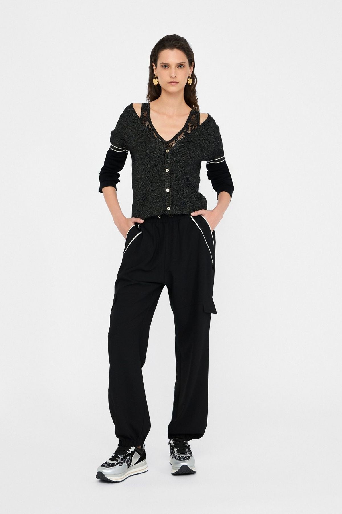 Liu Jo İçi Dantel Atletli Lurex Hırka