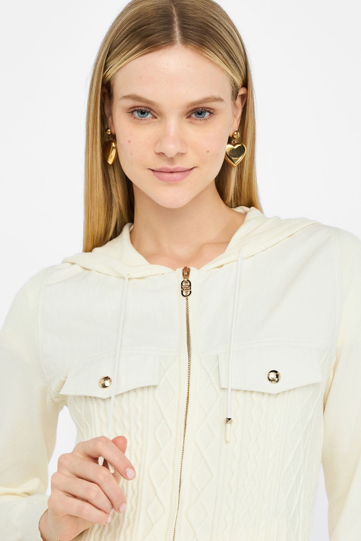 Liu Jo Kapüşonlu Grafik Dokuma Triko