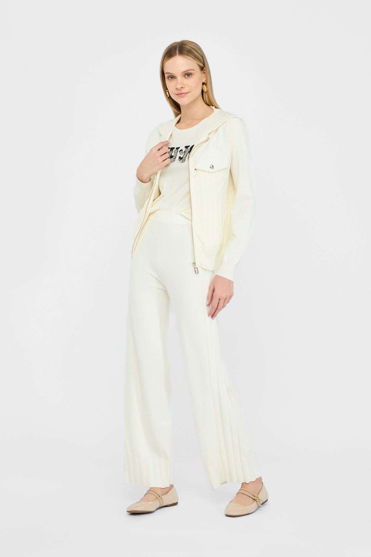 Liu Jo Kapüşonlu Grafik Dokuma Triko