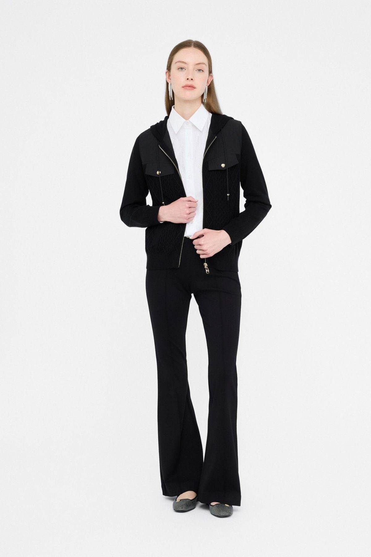 Liu Jo Kapüşonlu Grafik Dokuma Triko