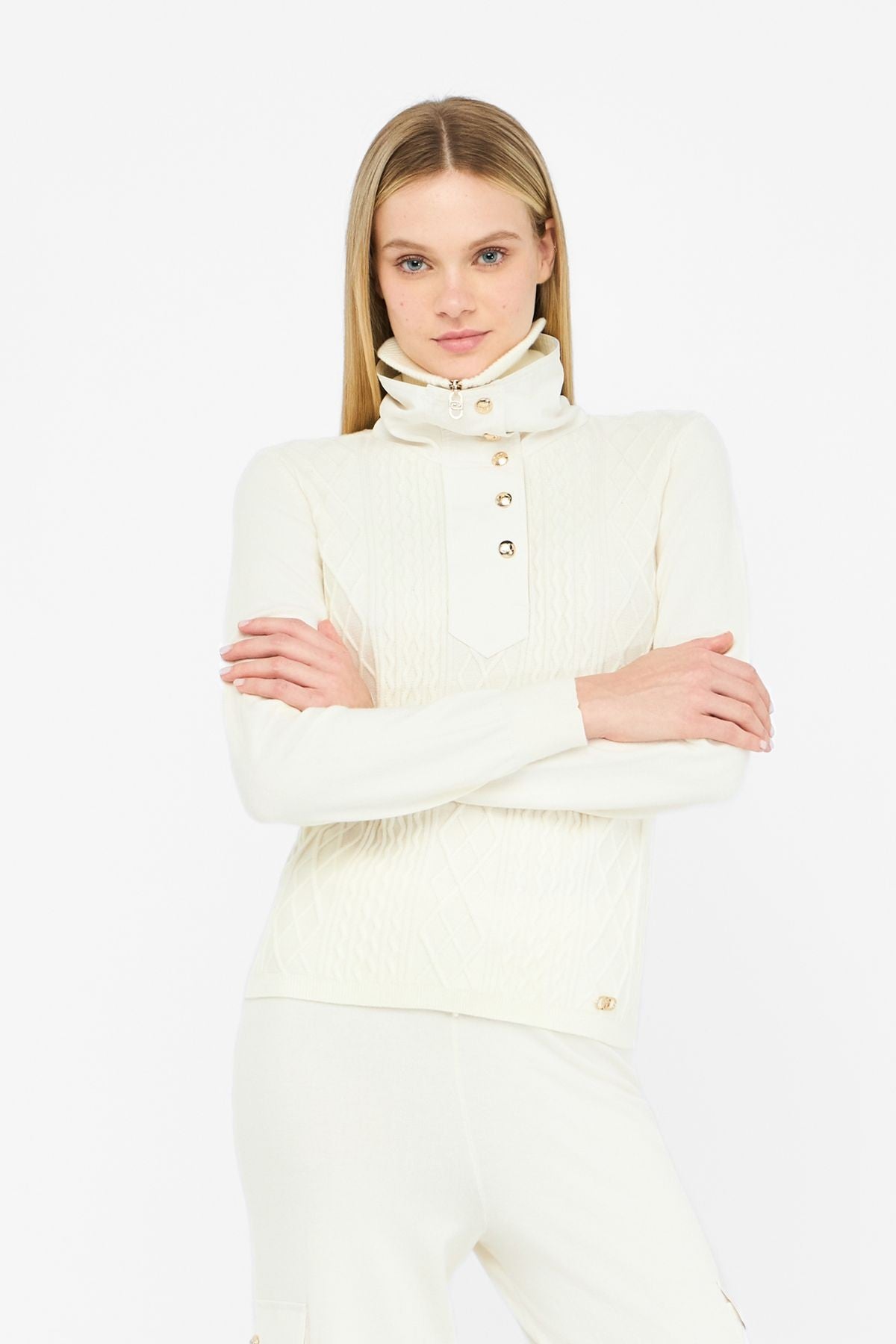 Liu Jo Grafik Örgü Dik Yaka Triko