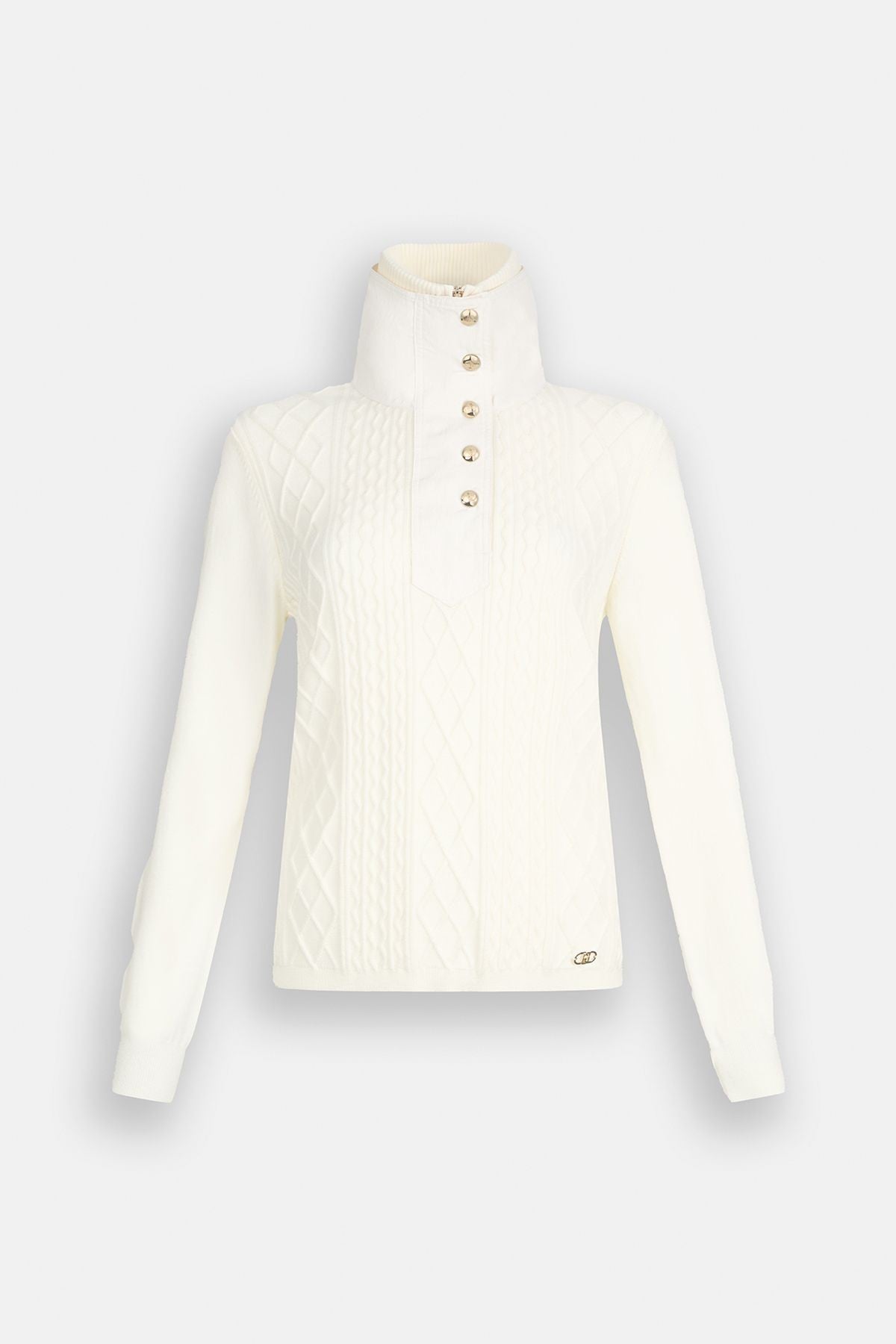 Liu Jo Grafik Örgü Dik Yaka Triko