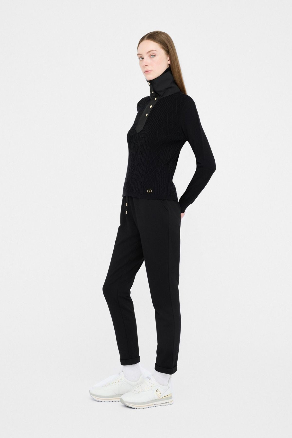 Liu Jo Grafik Örgü Dik Yaka Triko