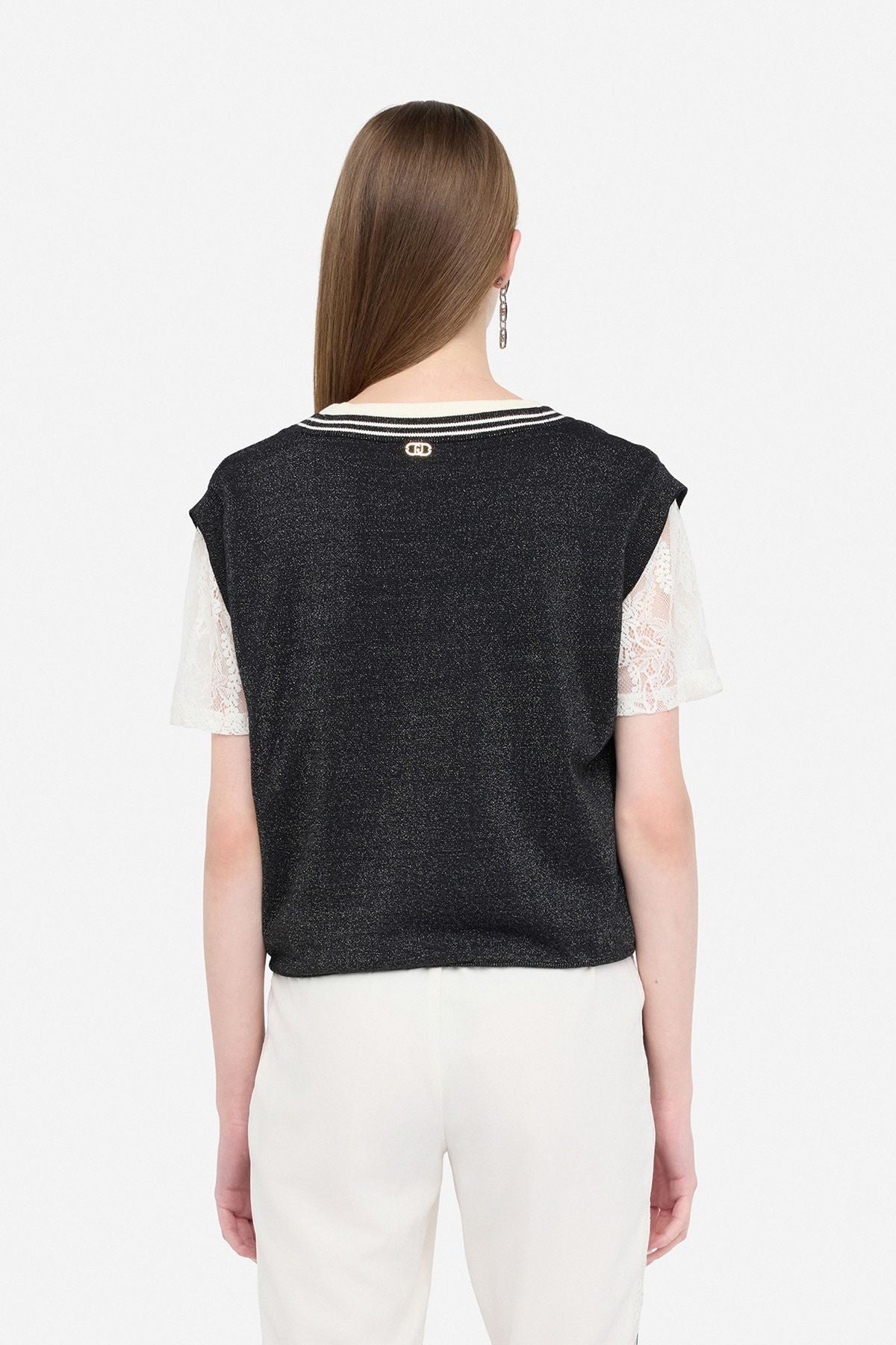 Liu Jo İçi Dantelli Kısa Kollu Triko