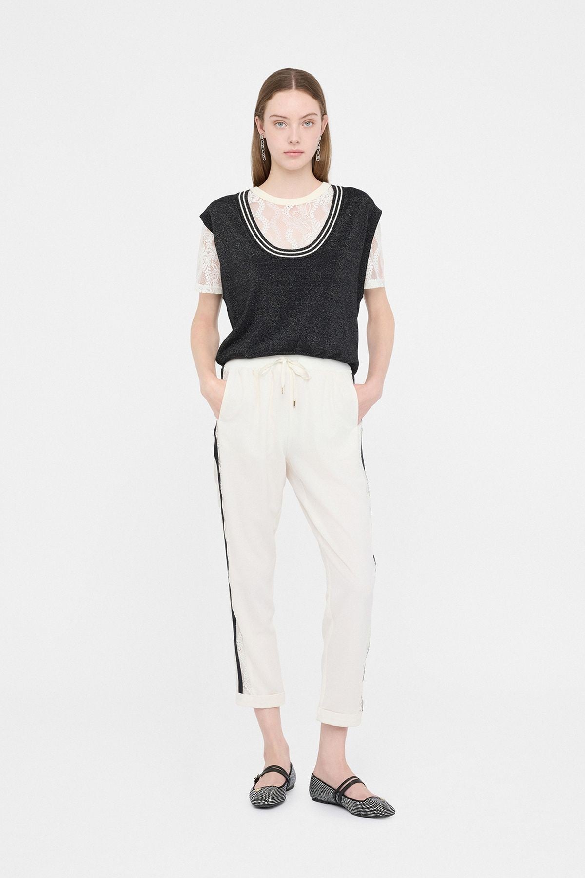 Liu Jo İçi Dantelli Kısa Kollu Triko