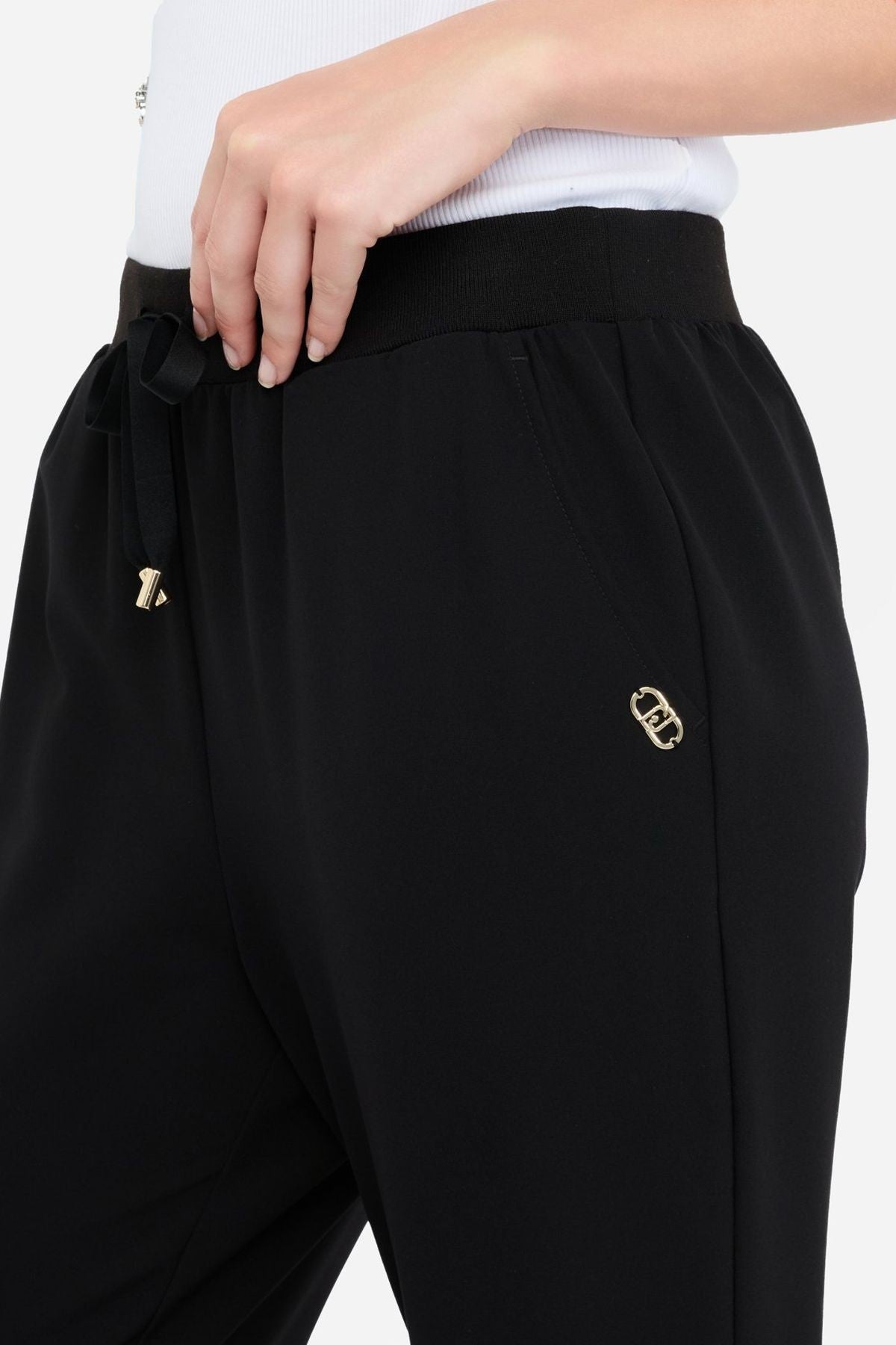 Liu Jo Paçası İnci Detaylı Beli Lastikli Kumaş Pantolon