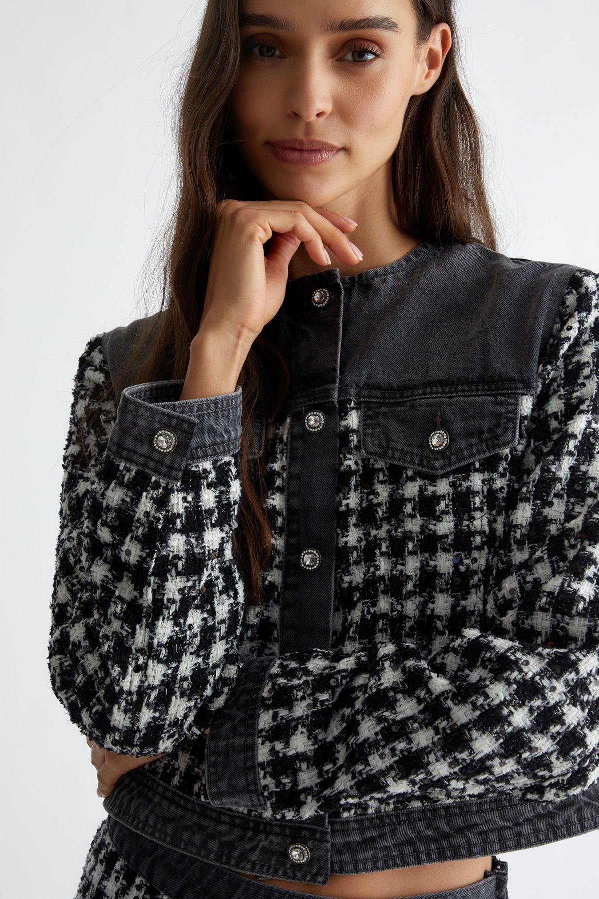 Liu Jo Denim Ve Buklet Karışımı Kısa Ceket