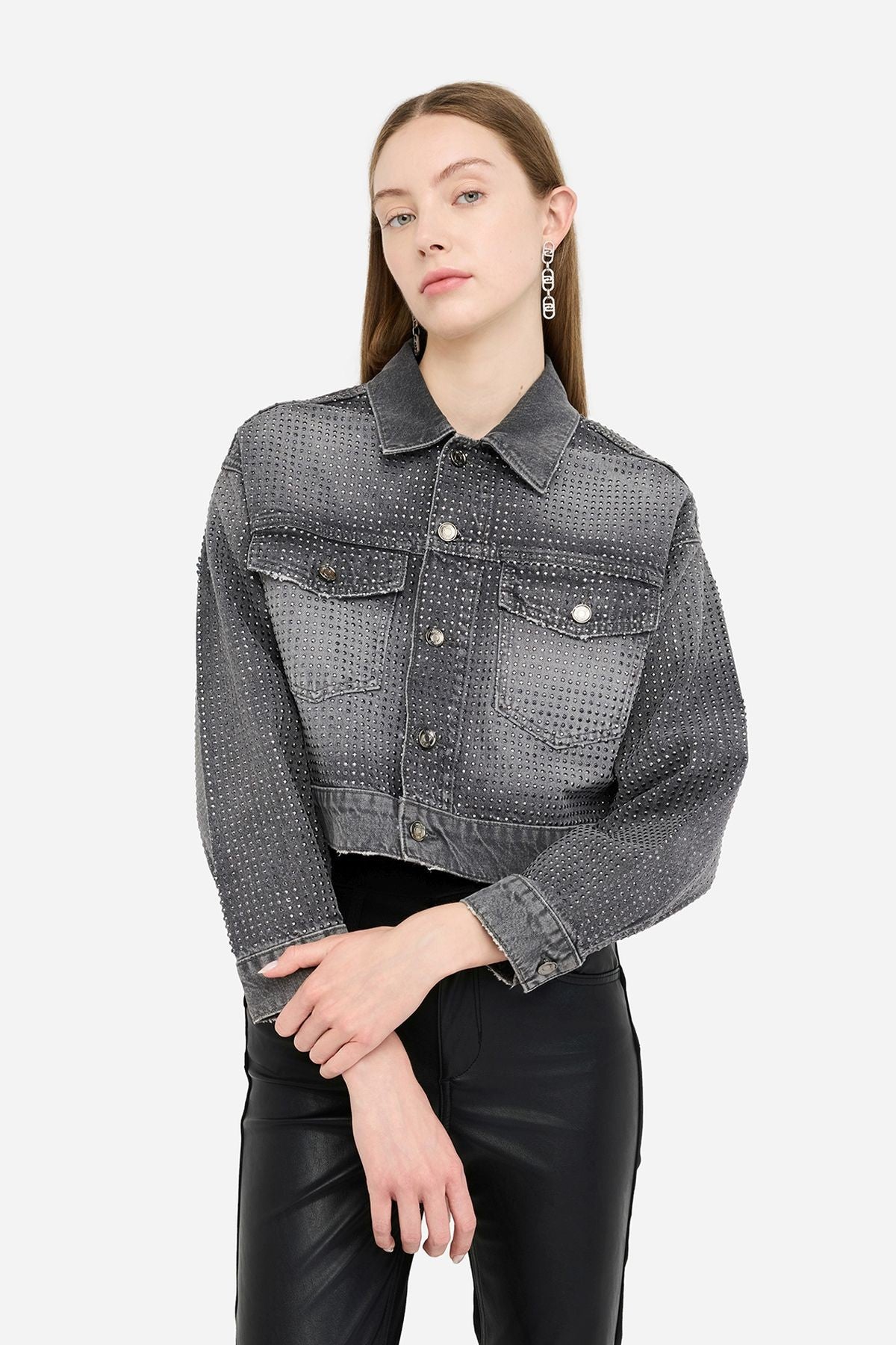 Liu Jo Gri Taşlı Jean Ceket