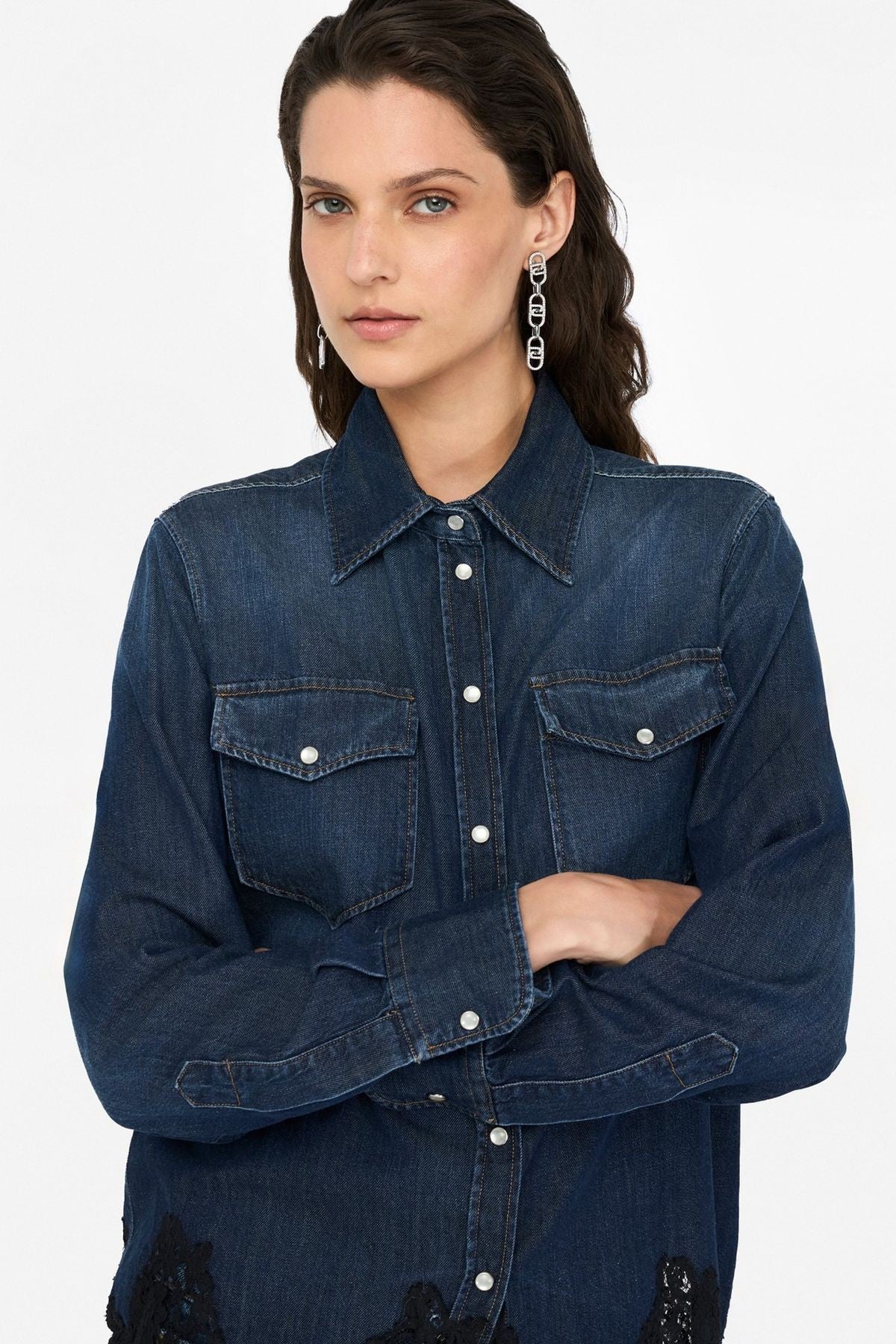 Liu Jo Dantelli Denim Gömlek