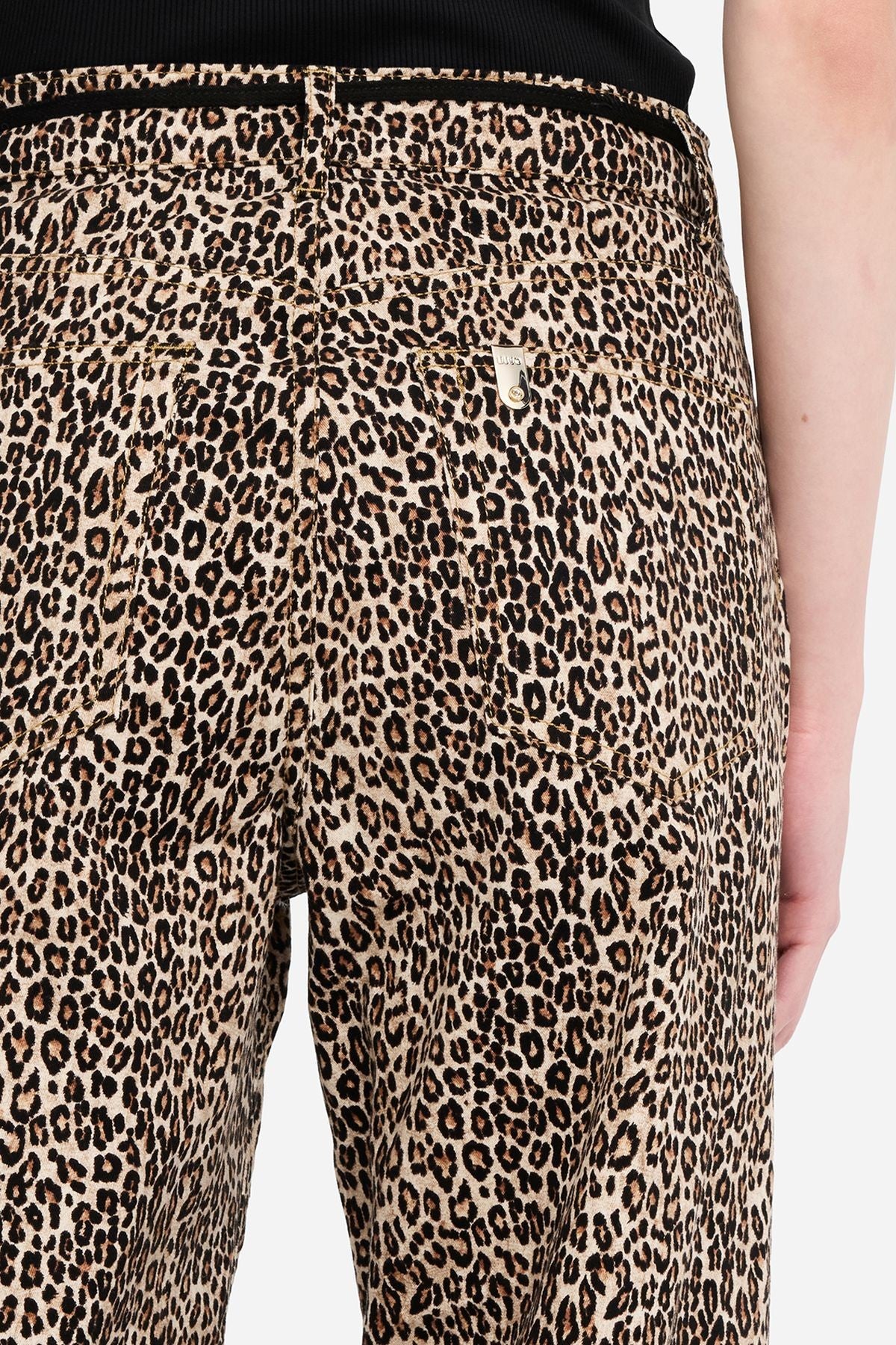 Liu Jo Mikro Leopar Desenli Düz Kesim Pantolon