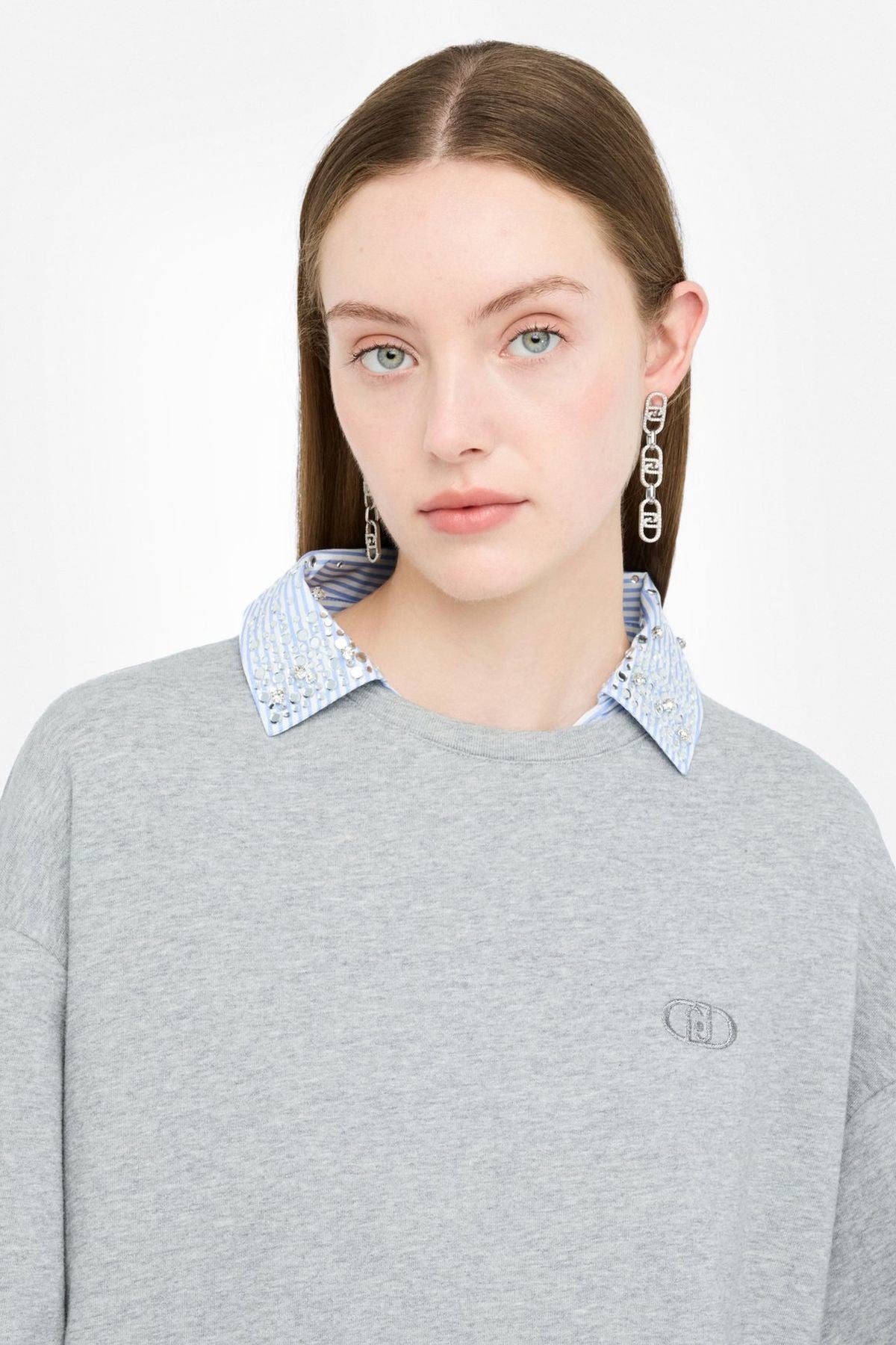 Liu Jo Taşlı Gömlek Yakalı Sweatshirt