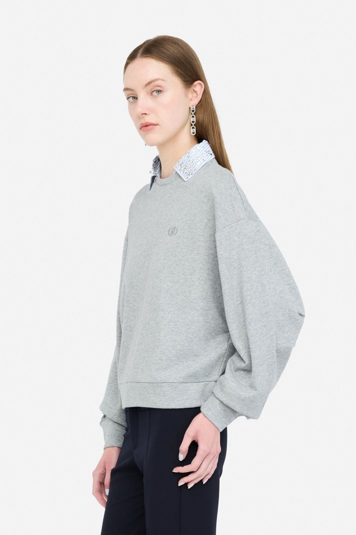 Liu Jo Taşlı Gömlek Yakalı Sweatshirt