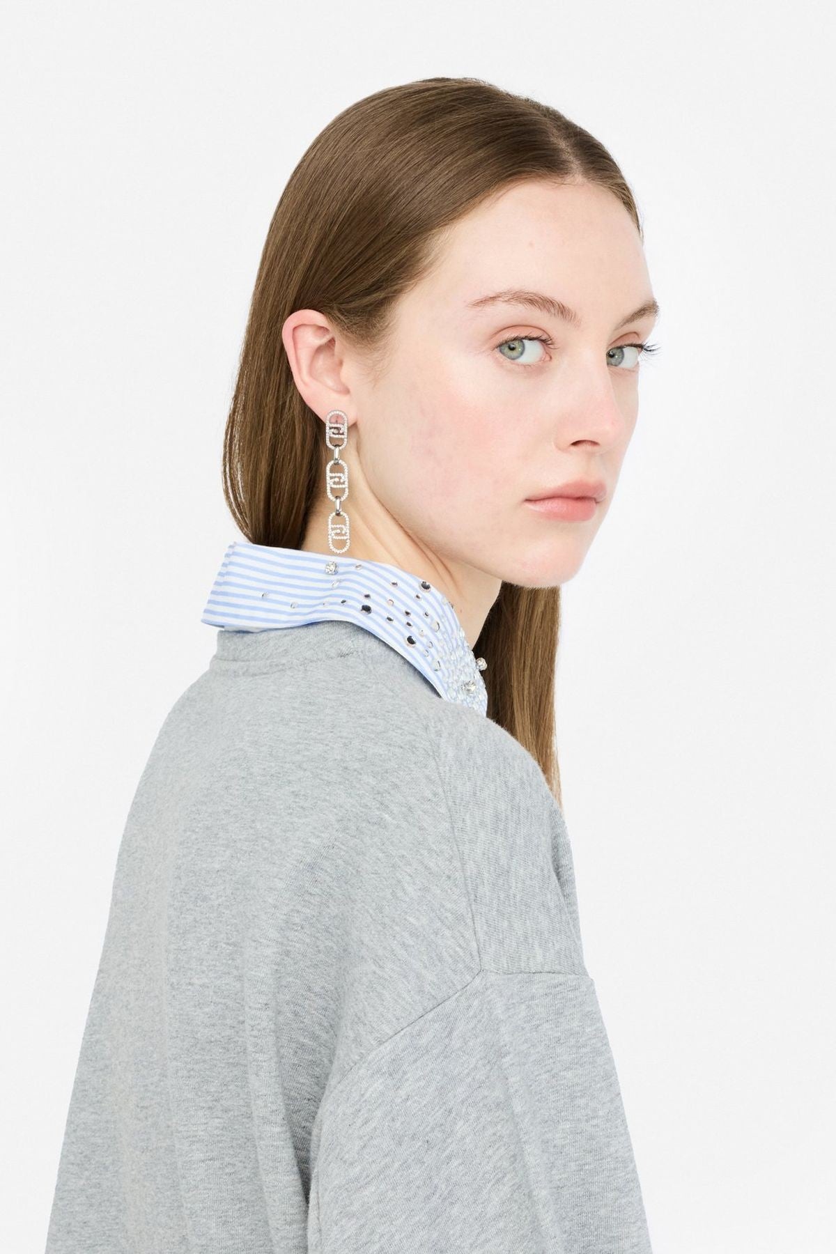 Liu Jo Taşlı Gömlek Yakalı Sweatshirt