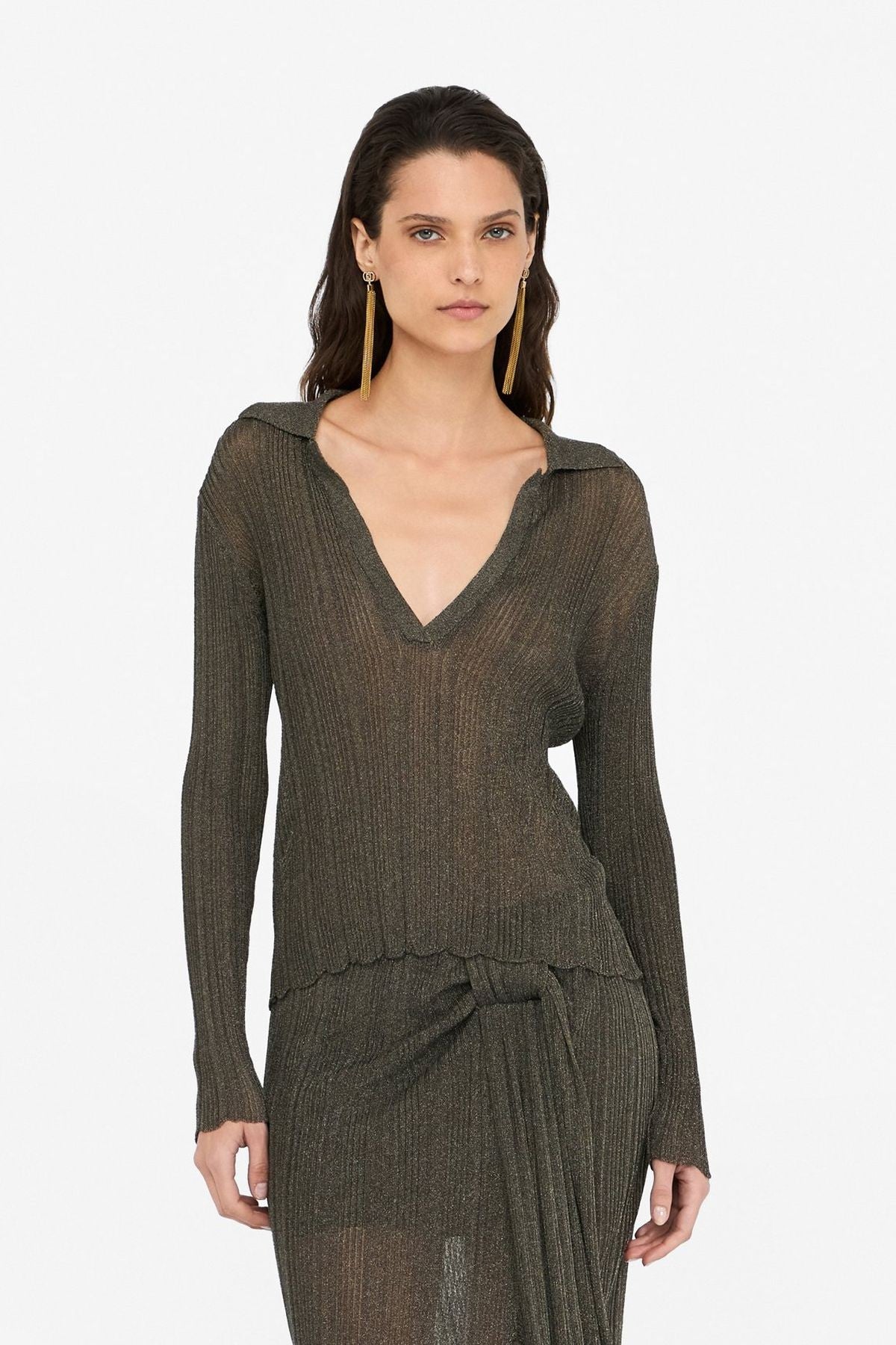 Liu Jo Lurex Polo Yaka Triko