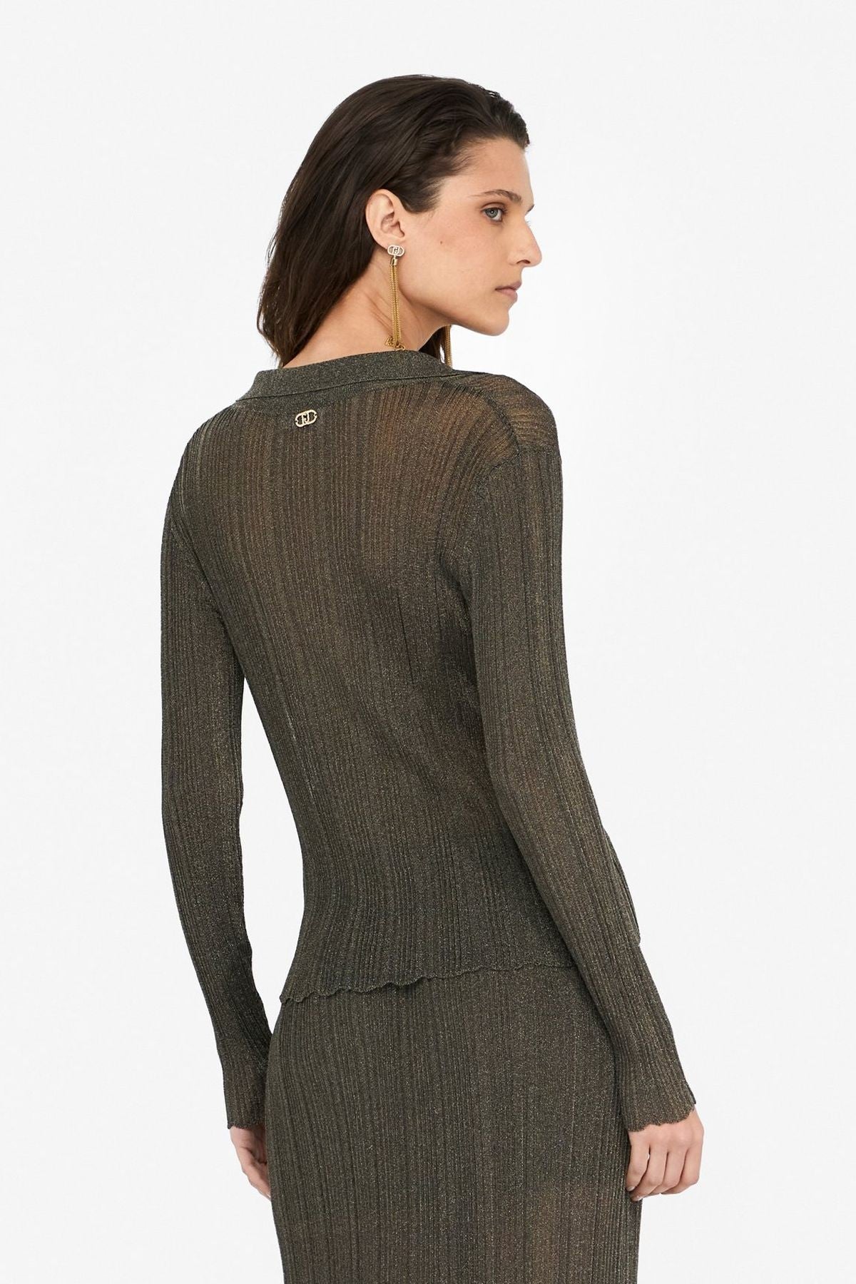 Liu Jo Lurex Polo Yaka Triko