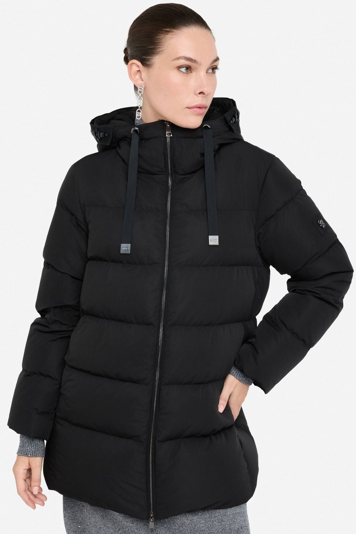 Liu Jo Kapüşonu Taş İşlemeli Kaz Tüyü Mont