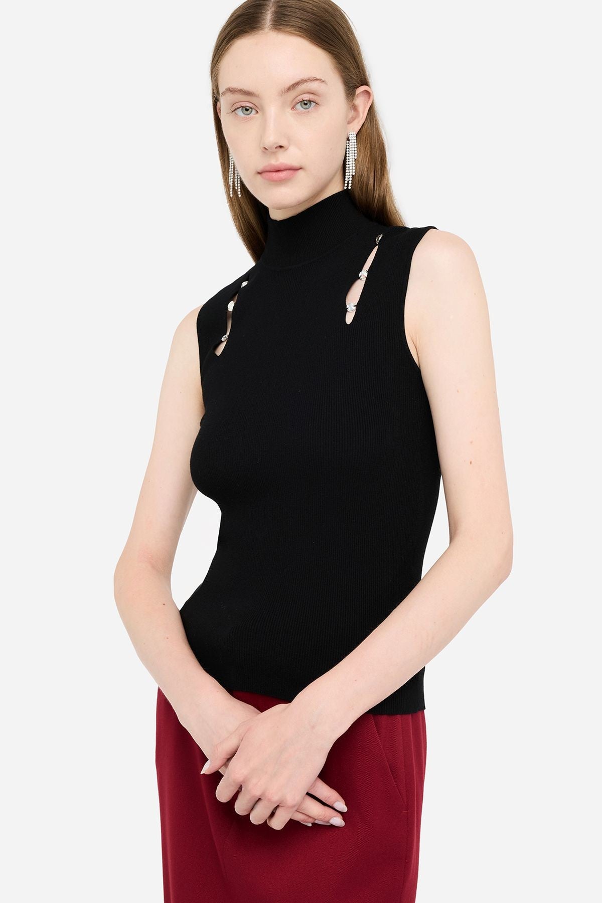 Liu Jo Omuzu Taşlı Dik Yaka Kolsuz Triko