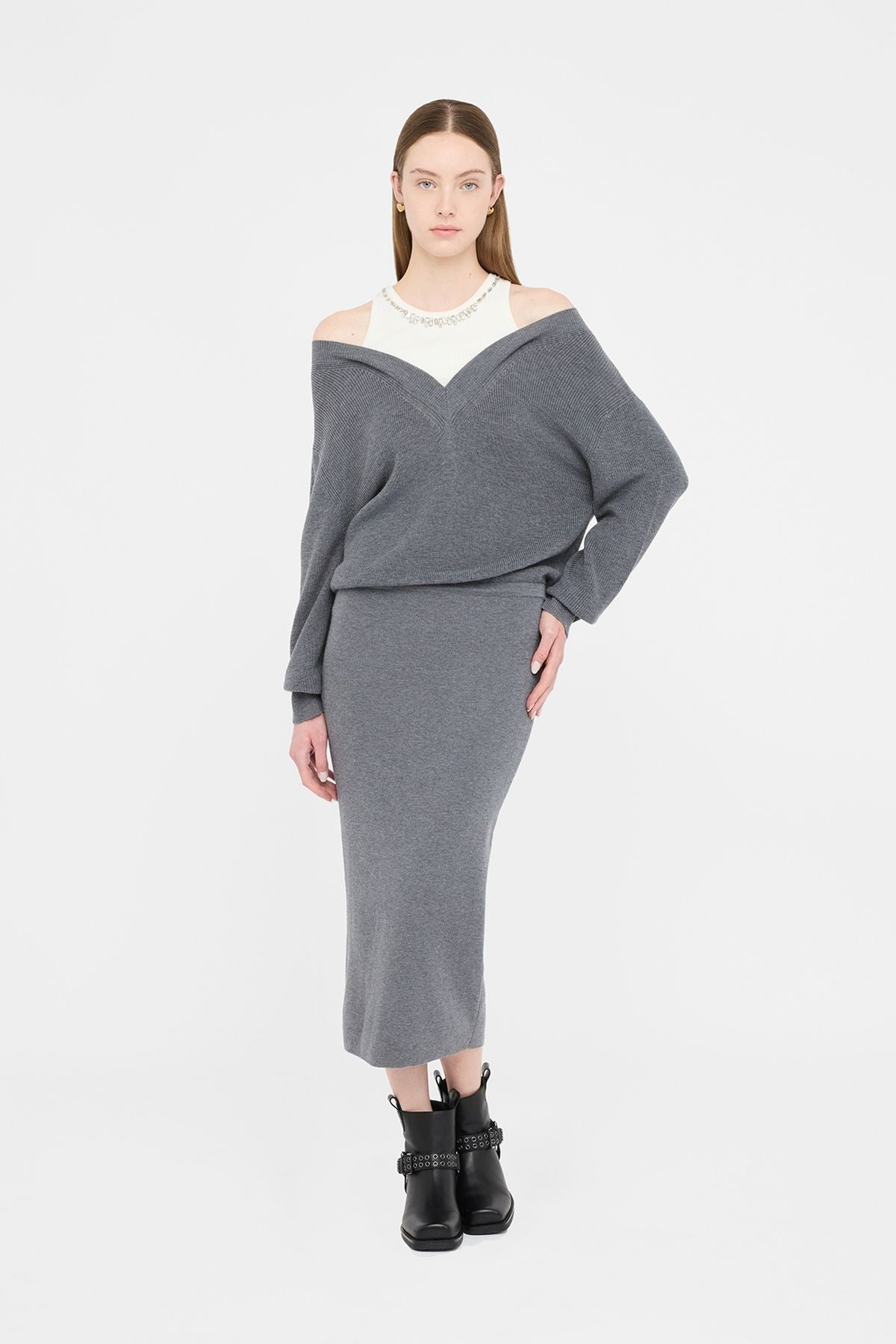 Liu Jo Yakası Taşlı Triko Elbise