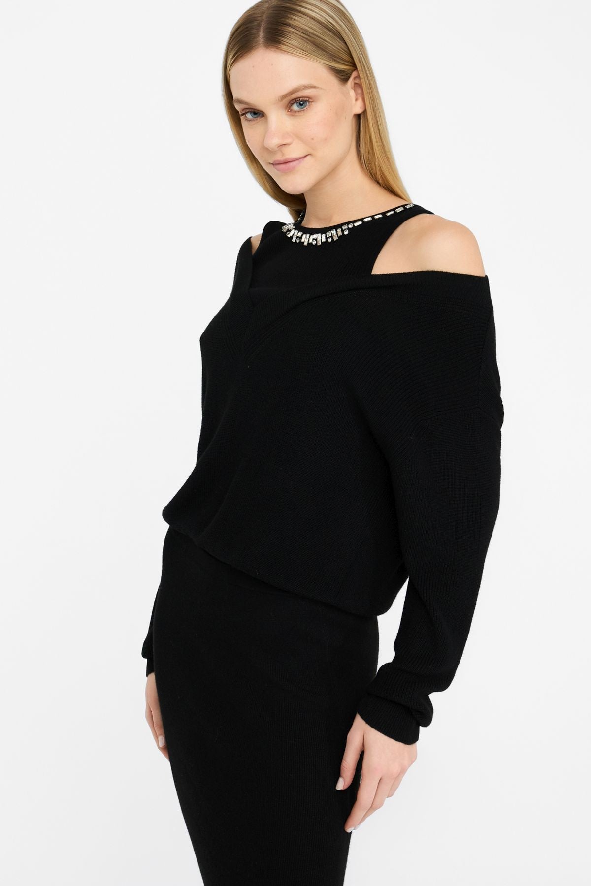 Liu Jo Yakası Taşlı Triko Elbise