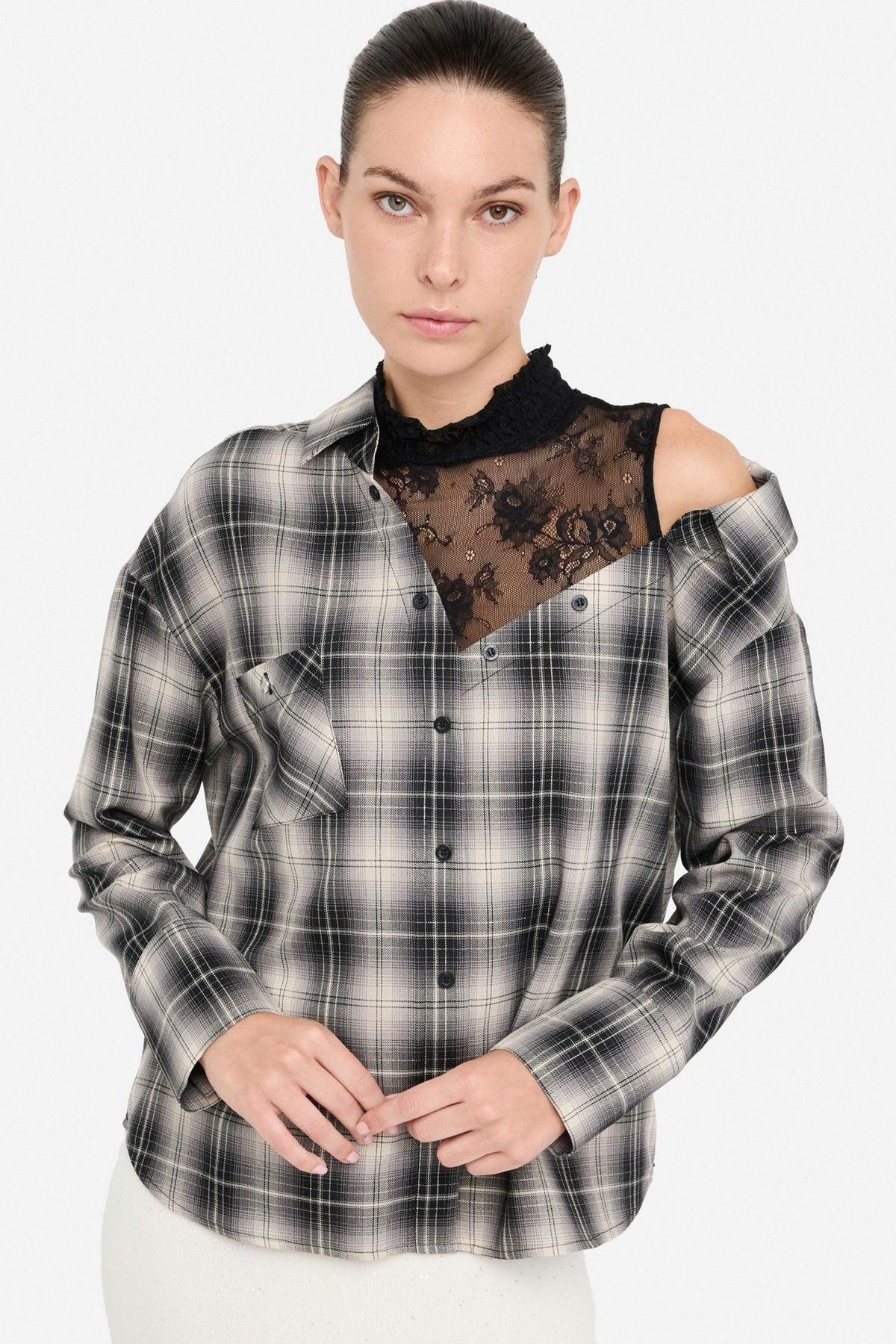 Liu Jo Dantel Detaylı Kareli Gömlek