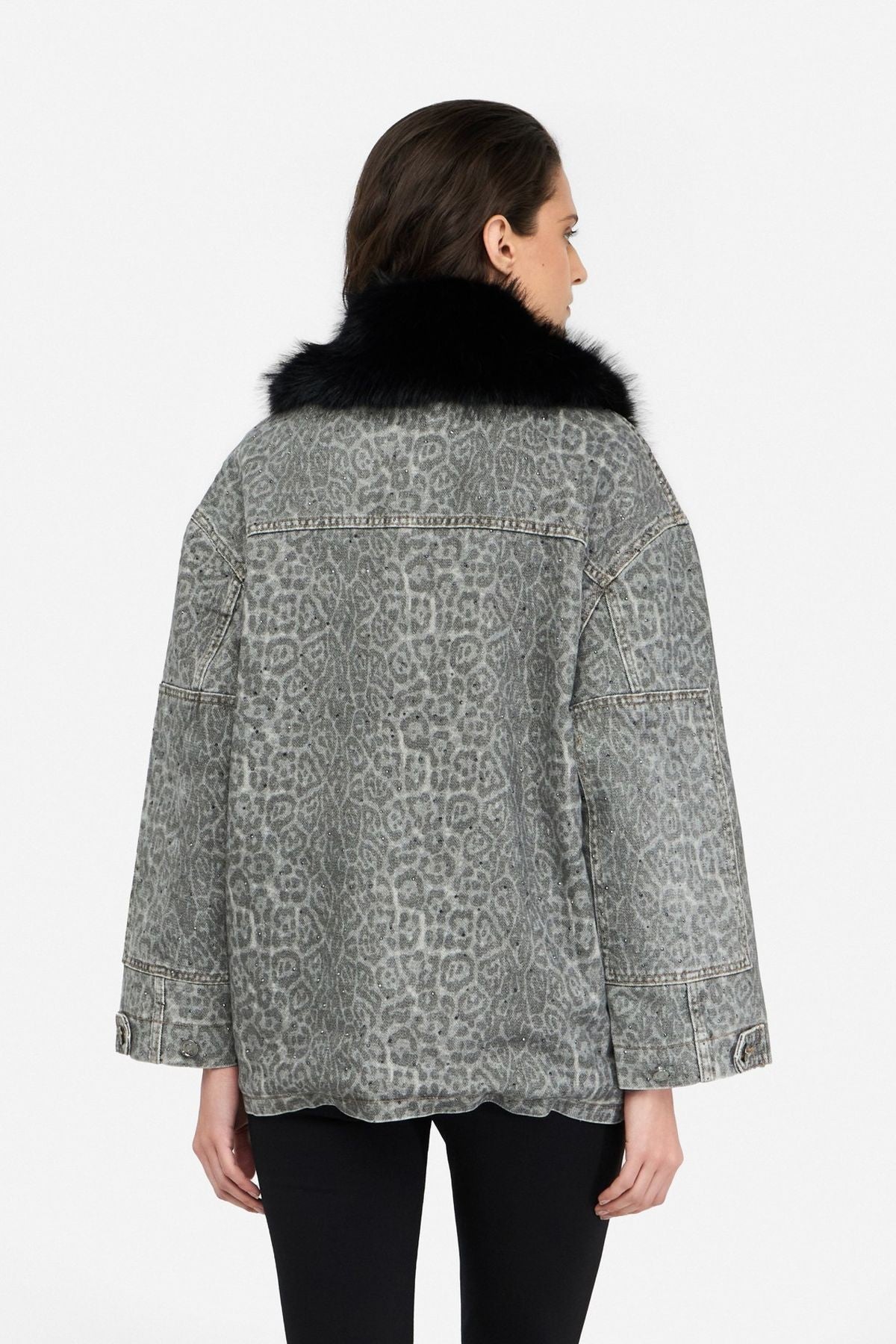 Liu Jo Leopar Desenli Jean Kapitone Ceket