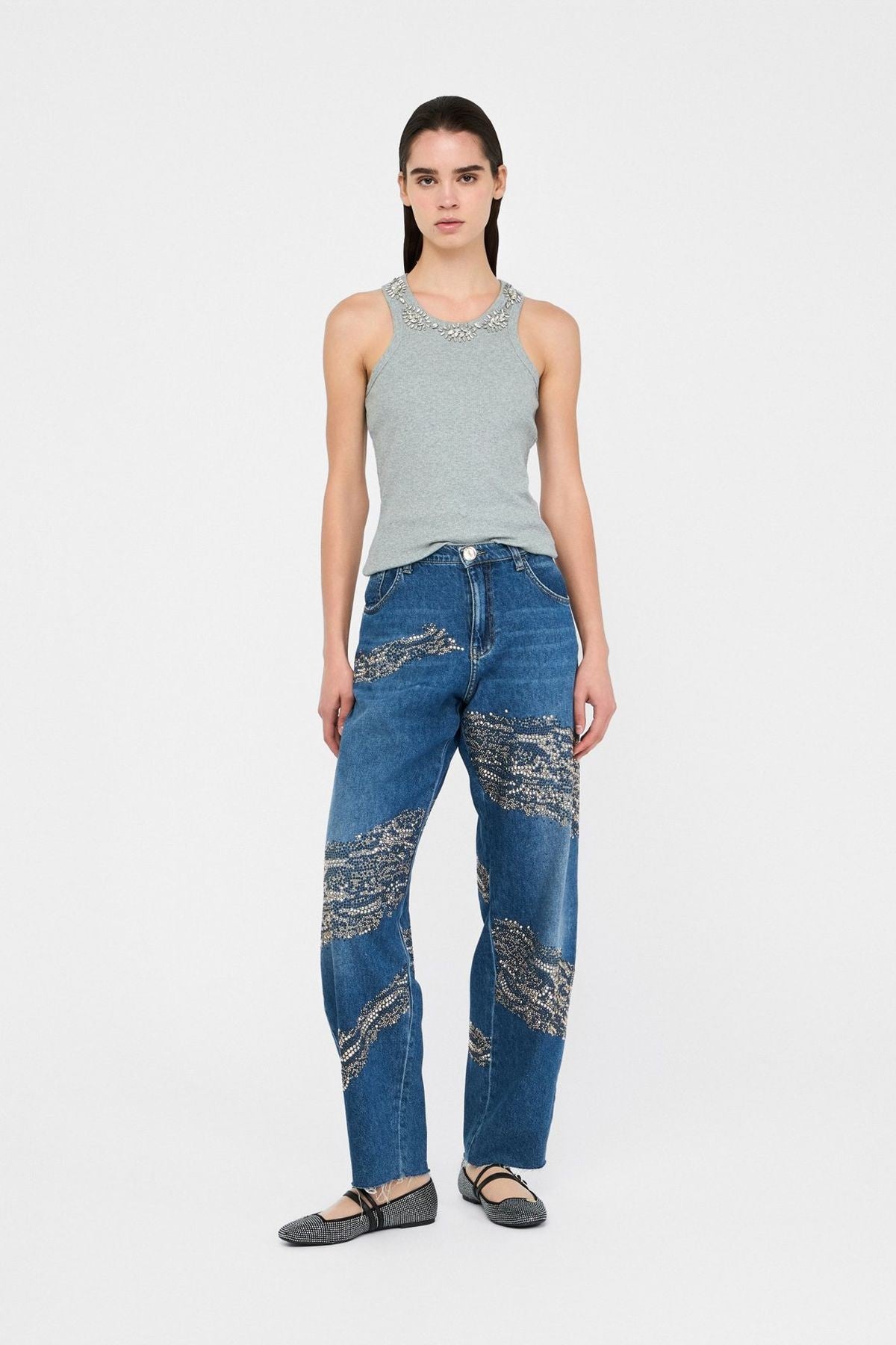 Liu Jo Yakası Taş Aplikeli Atlet