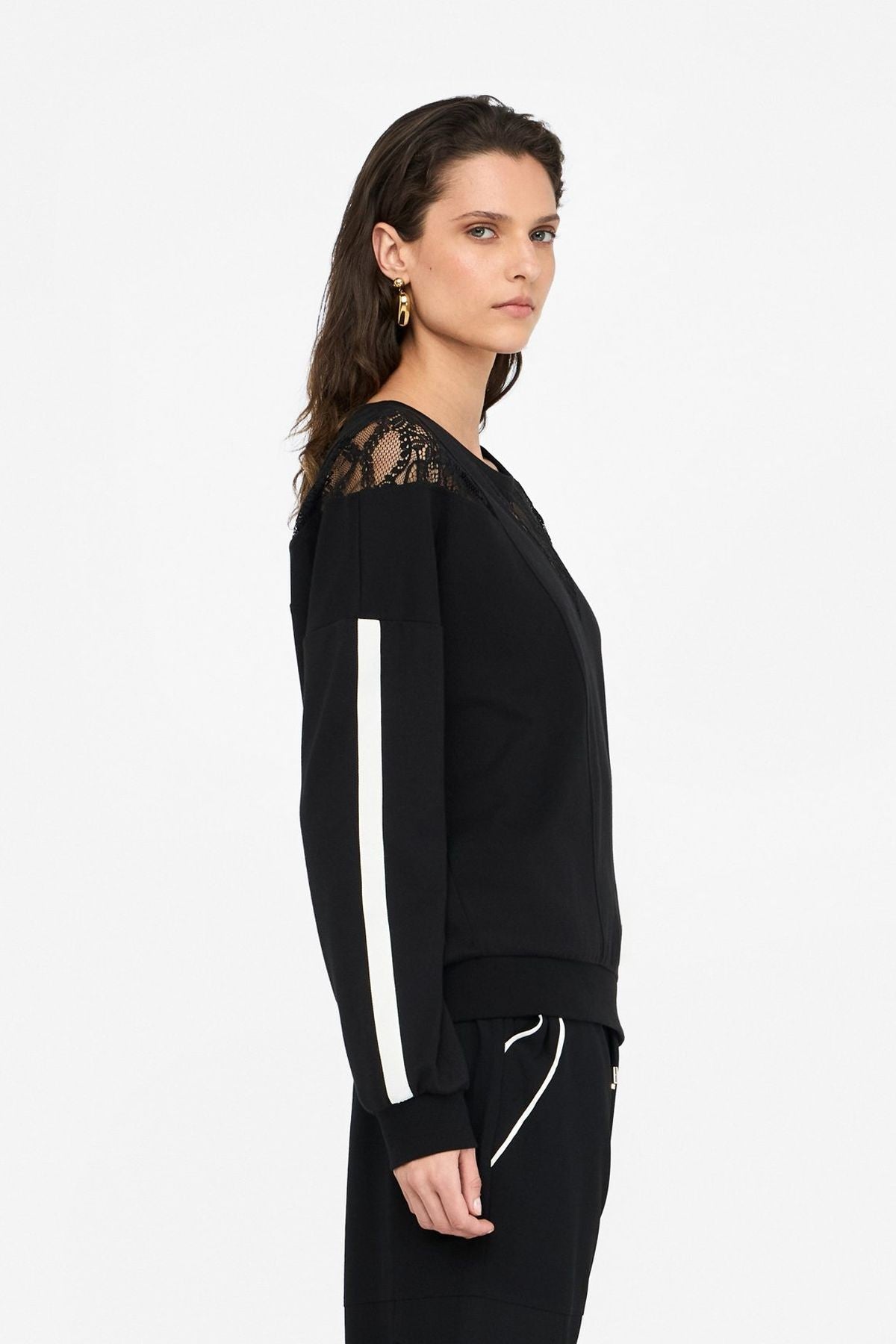 Liu Jo Dantelli Bisiklet Yaka Sweatshirt