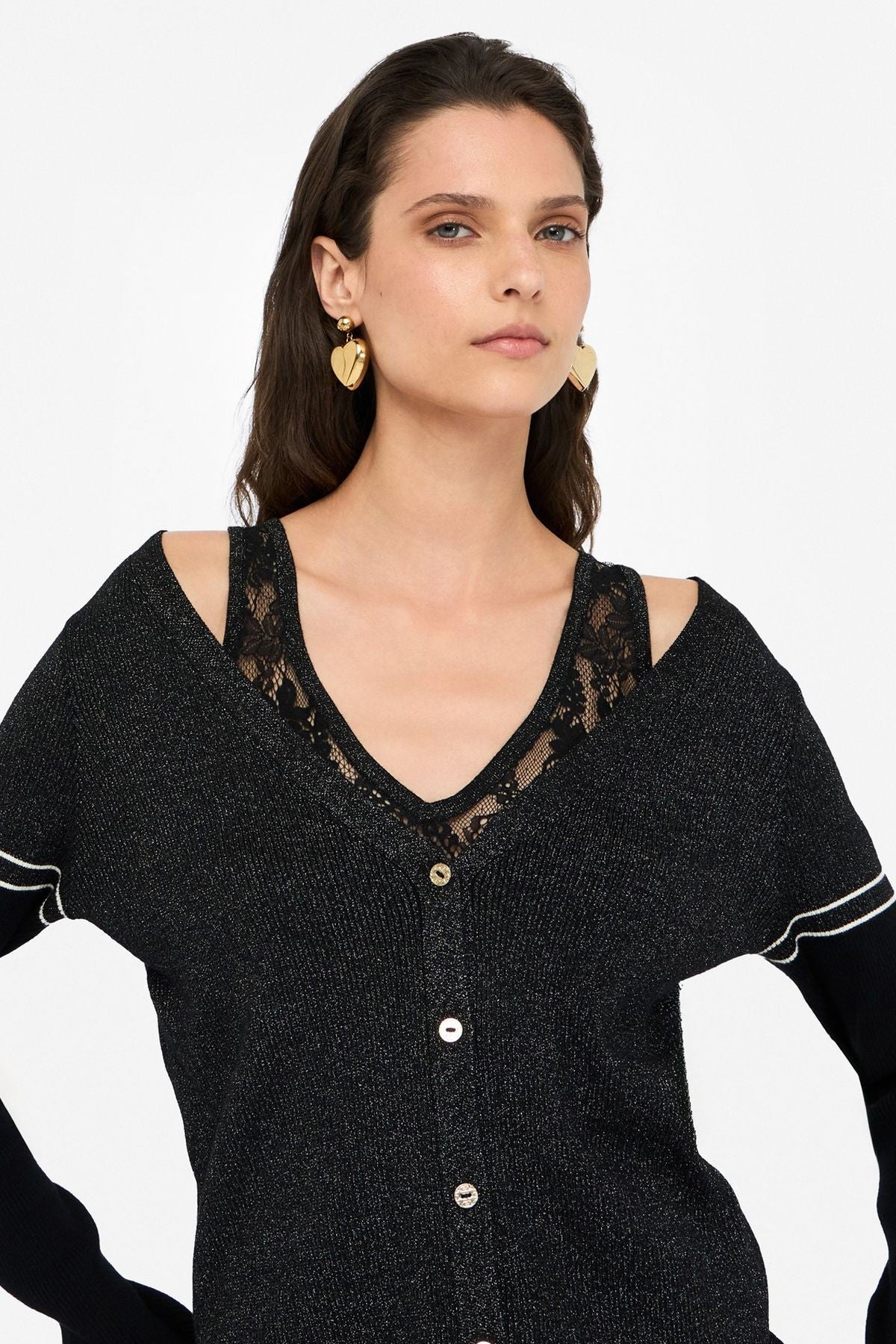 Liu Jo İçi Dantel Atletli Lurex Hırka