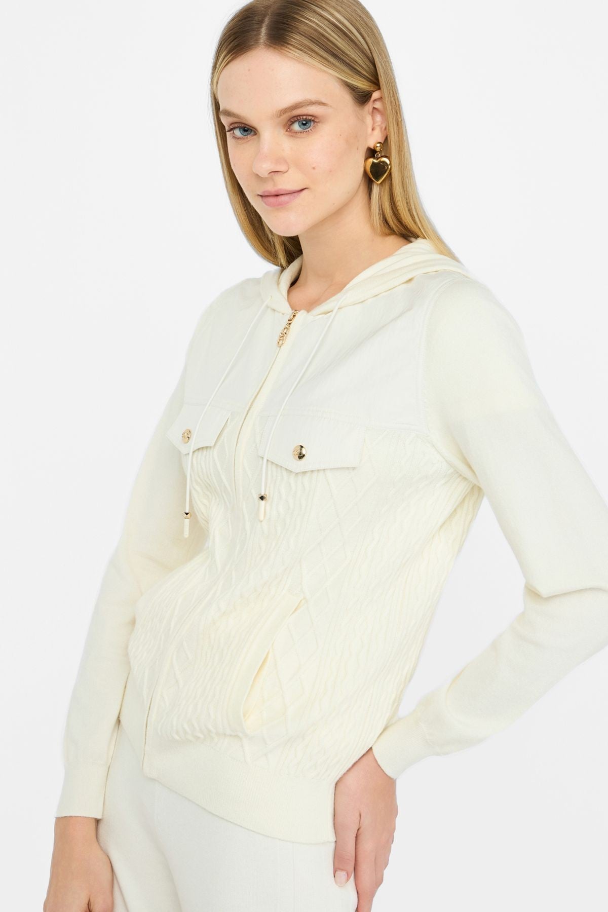 Liu Jo Kapüşonlu Grafik Dokuma Triko