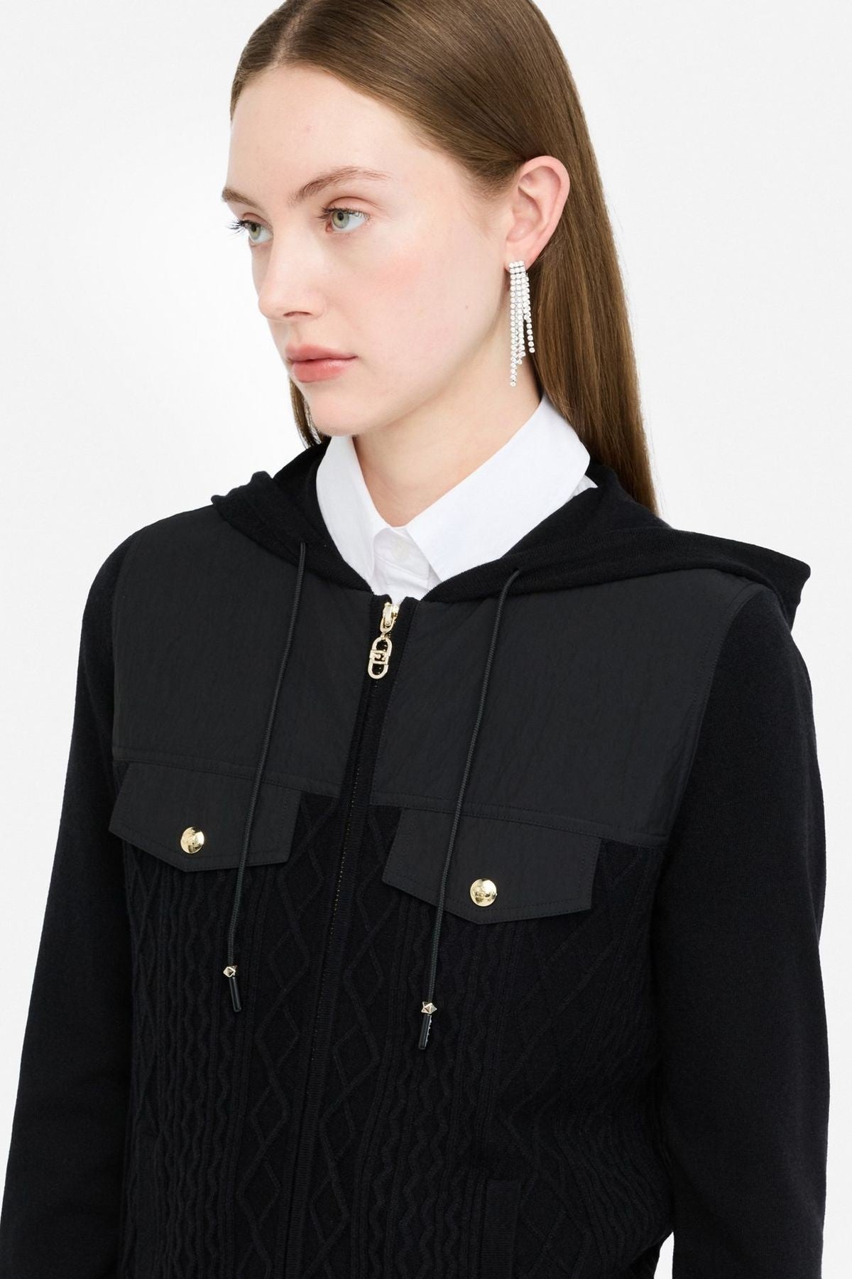 Liu Jo Kapüşonlu Grafik Dokuma Triko