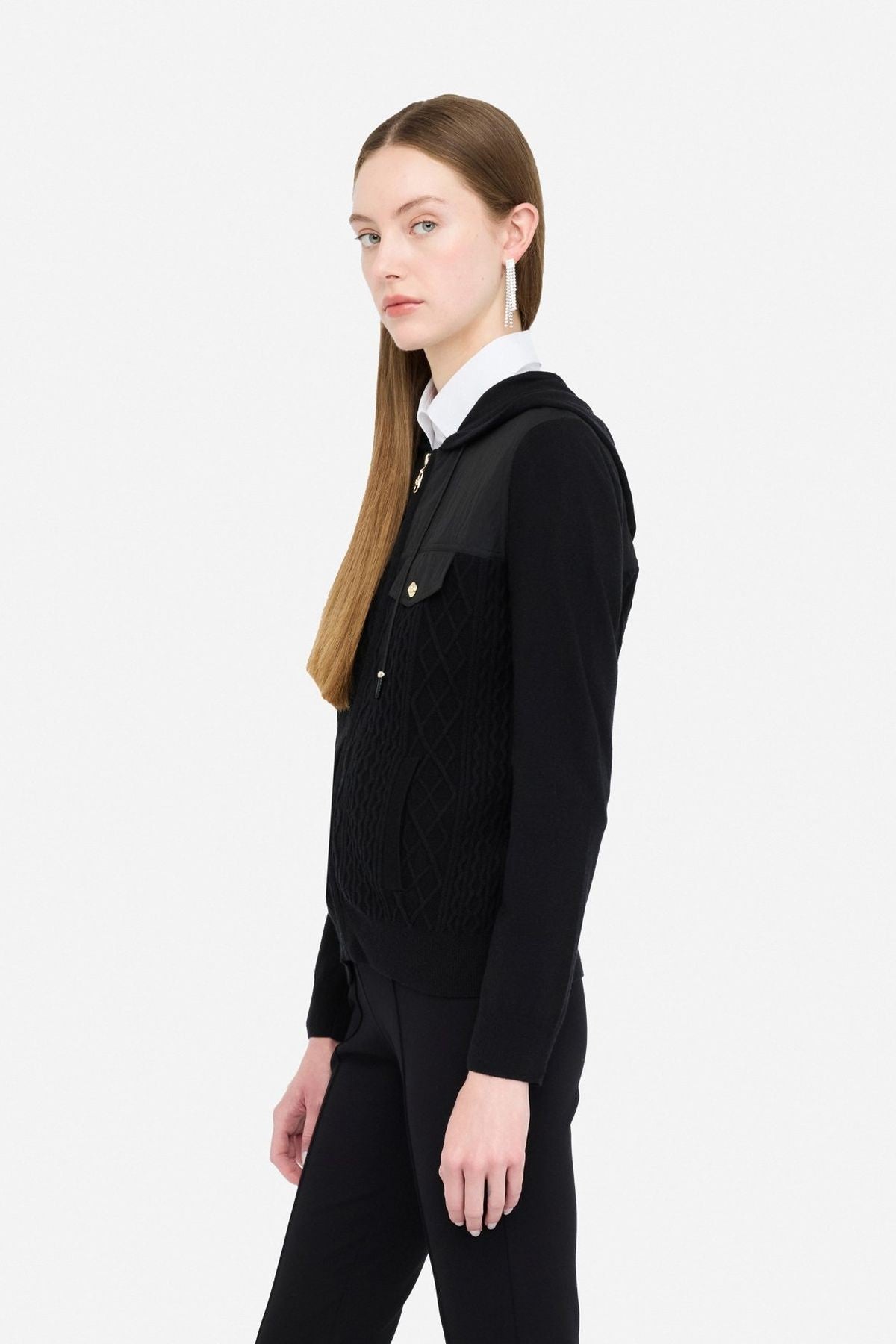 Liu Jo Kapüşonlu Grafik Dokuma Triko