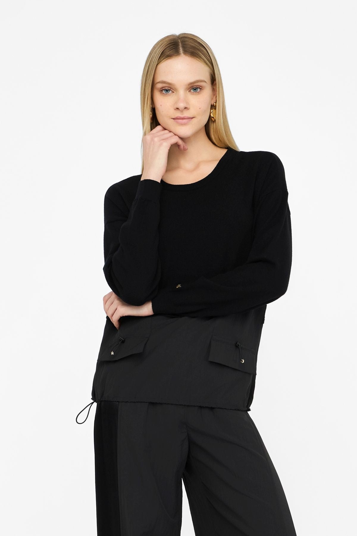 Liu Jom Kapaklı Cep Detaylı Triko