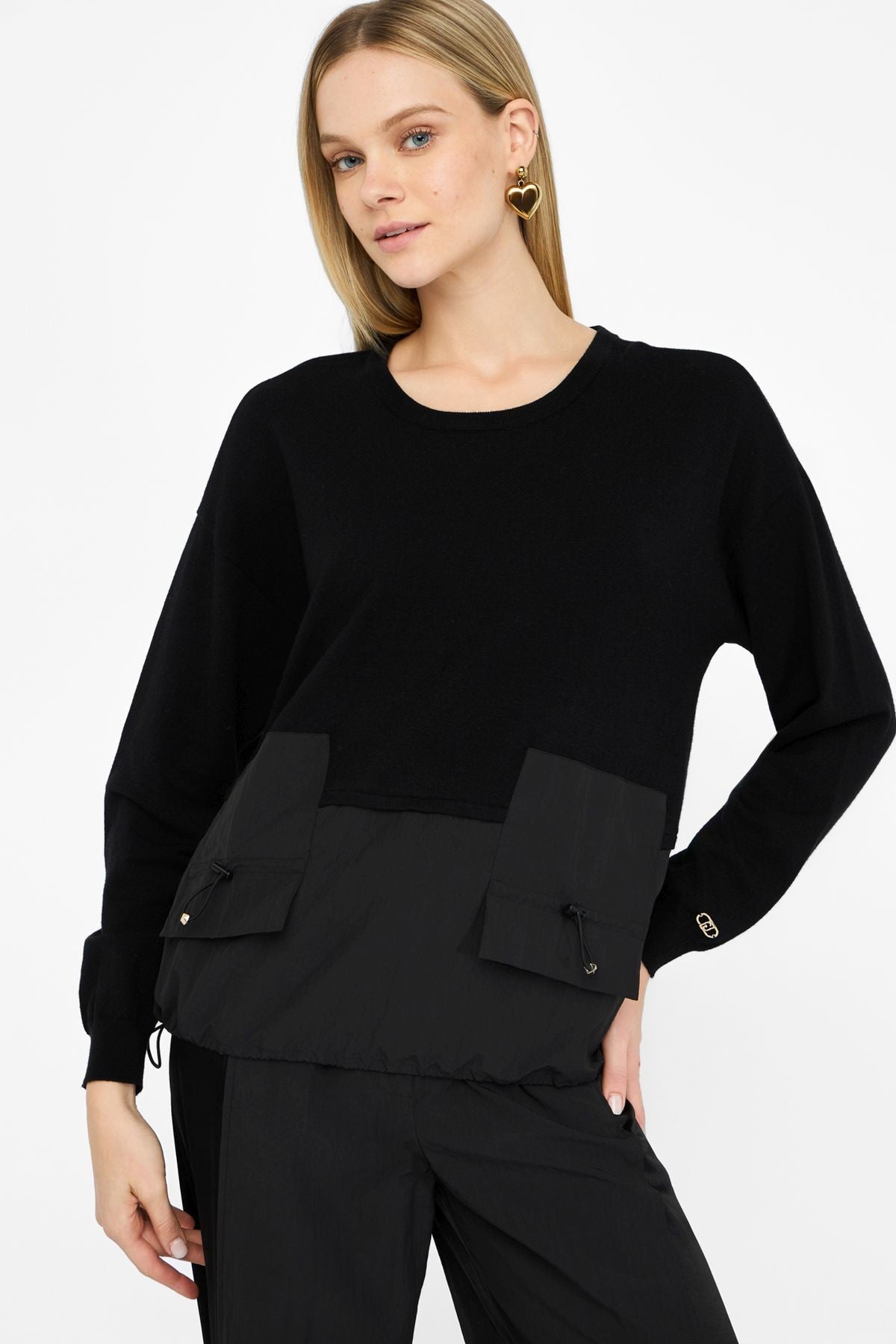 Liu Jom Kapaklı Cep Detaylı Triko