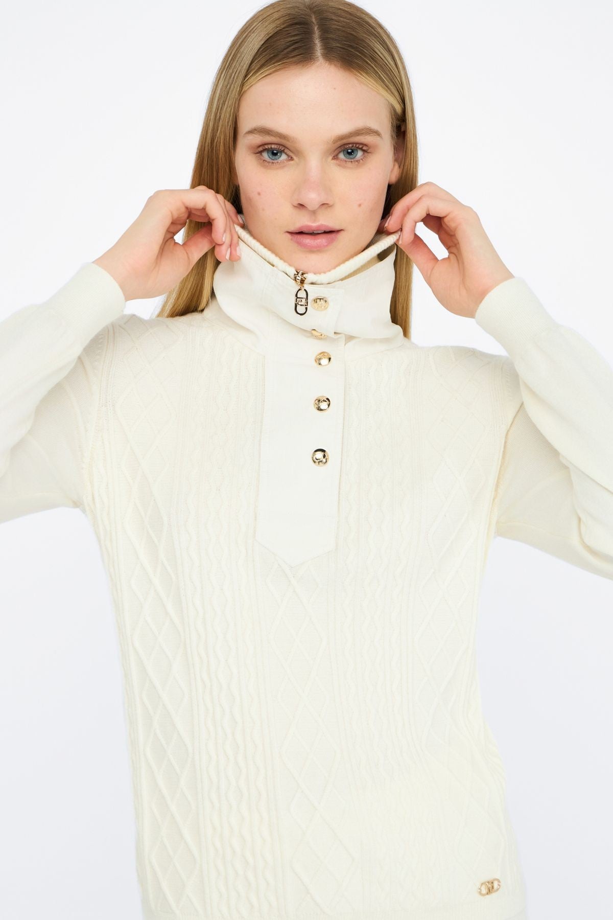 Liu Jo Grafik Örgü Dik Yaka Triko