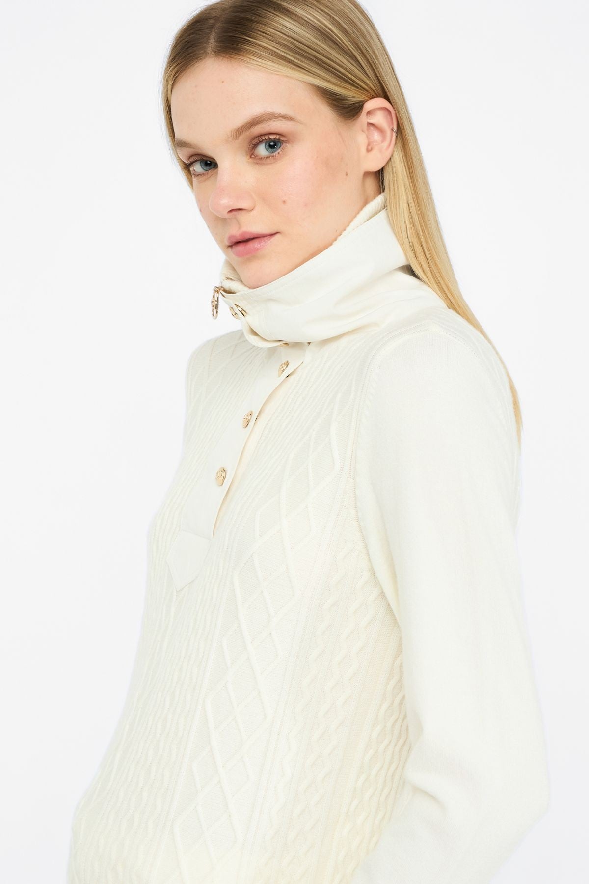 Liu Jo Grafik Örgü Dik Yaka Triko