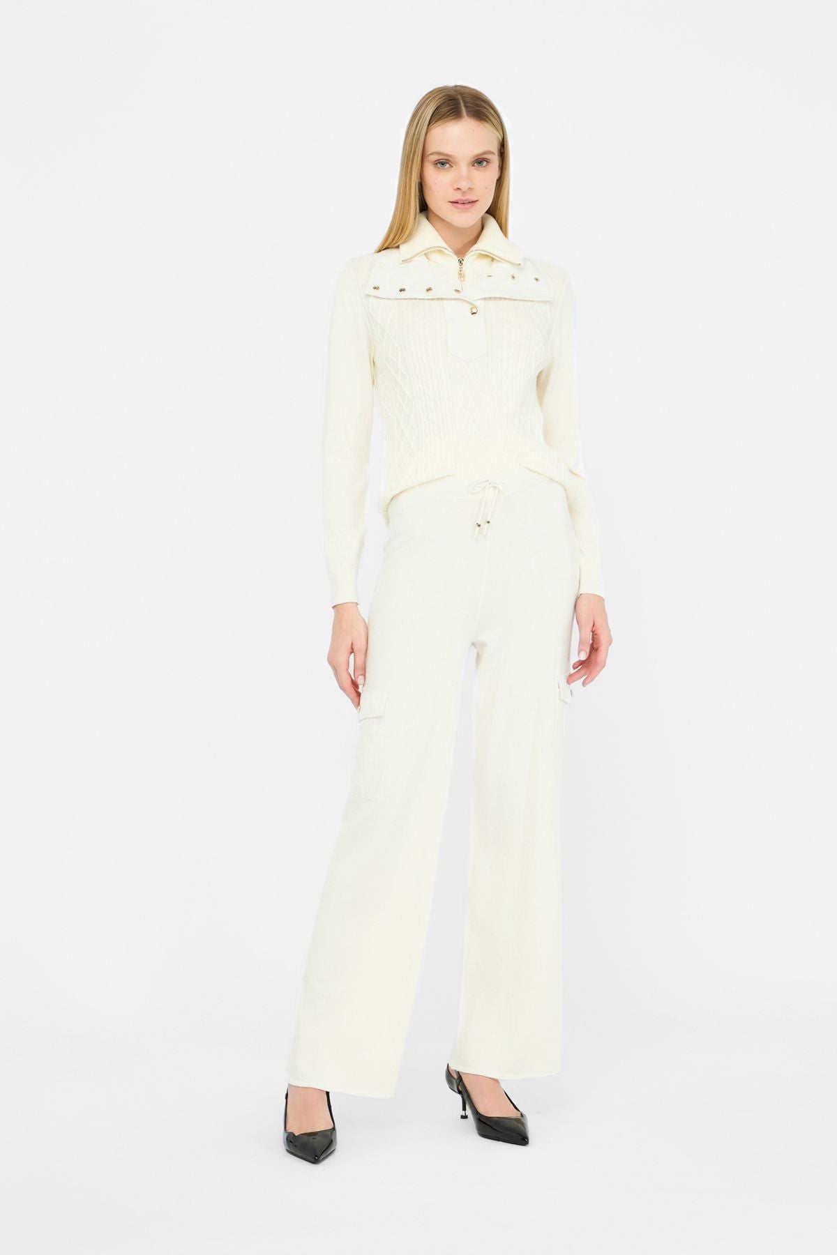 Liu Jo Grafik Örgü Dik Yaka Triko